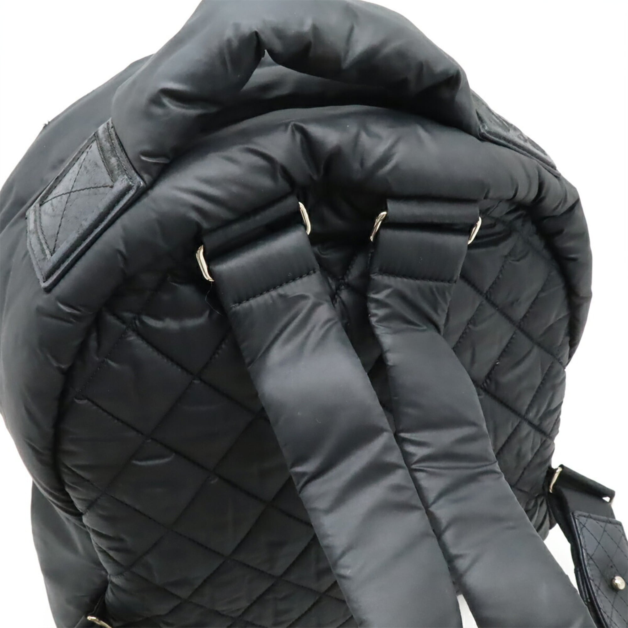 Chanel Black Bordeaux Nylon Leather Backpack (Pre-Owned)