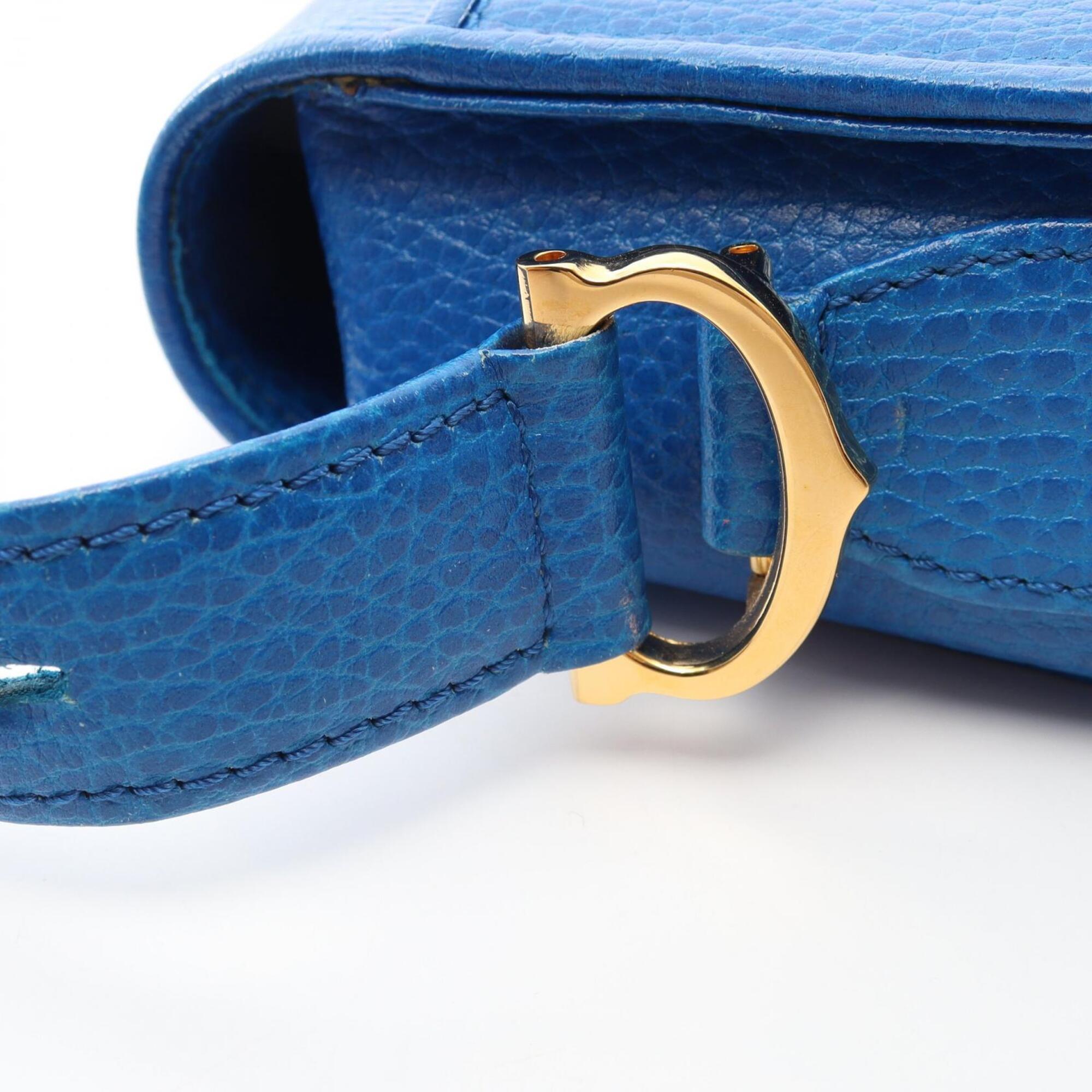 Cartier Blue Leather Handbag Shoulder Bag (Pre-Owned)