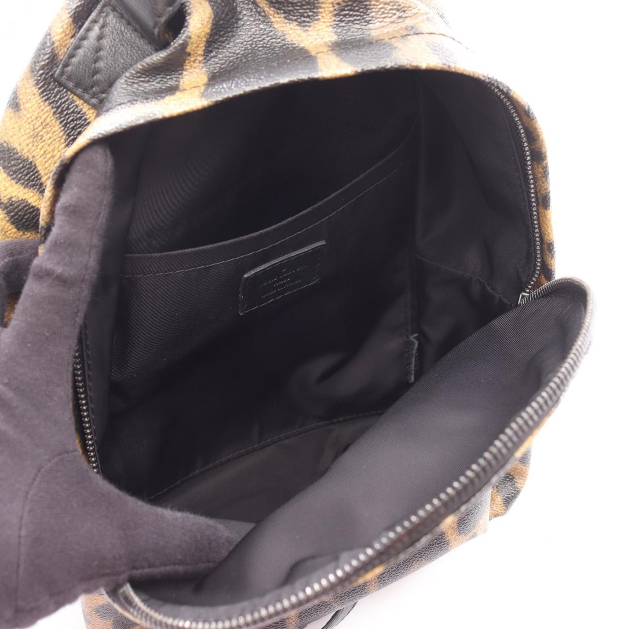 Louis Vuitton Black Brown Coated Canvas Leather Backpack (Pre-Owned)