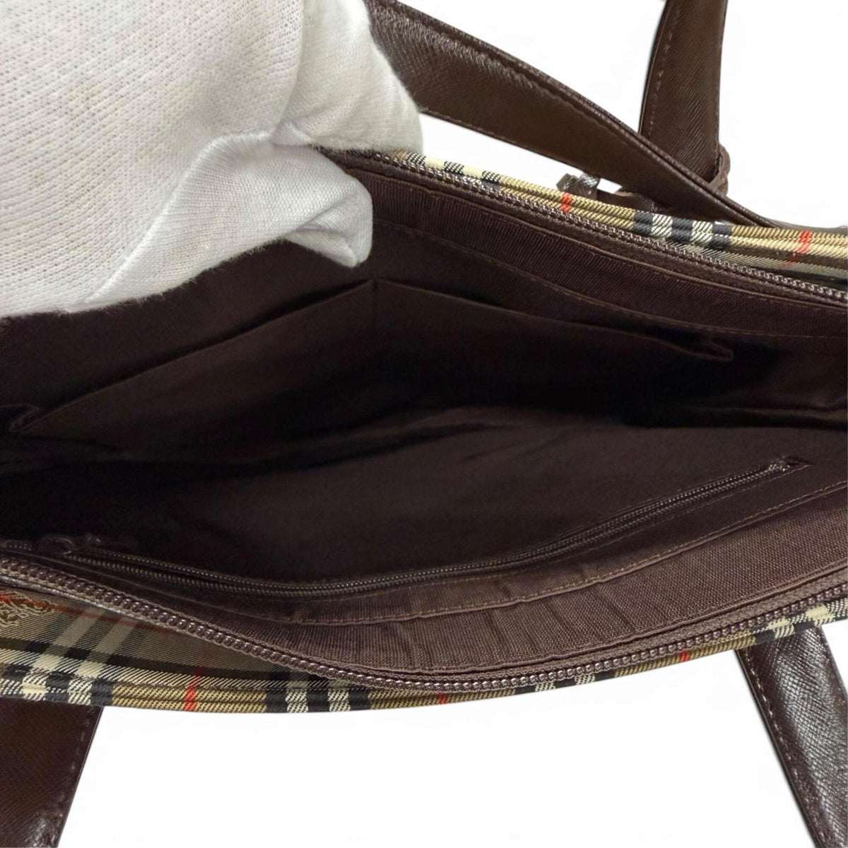 Burberry Beige Brown Leather Shoulder Bag Tote Bag (Pre-Owned)