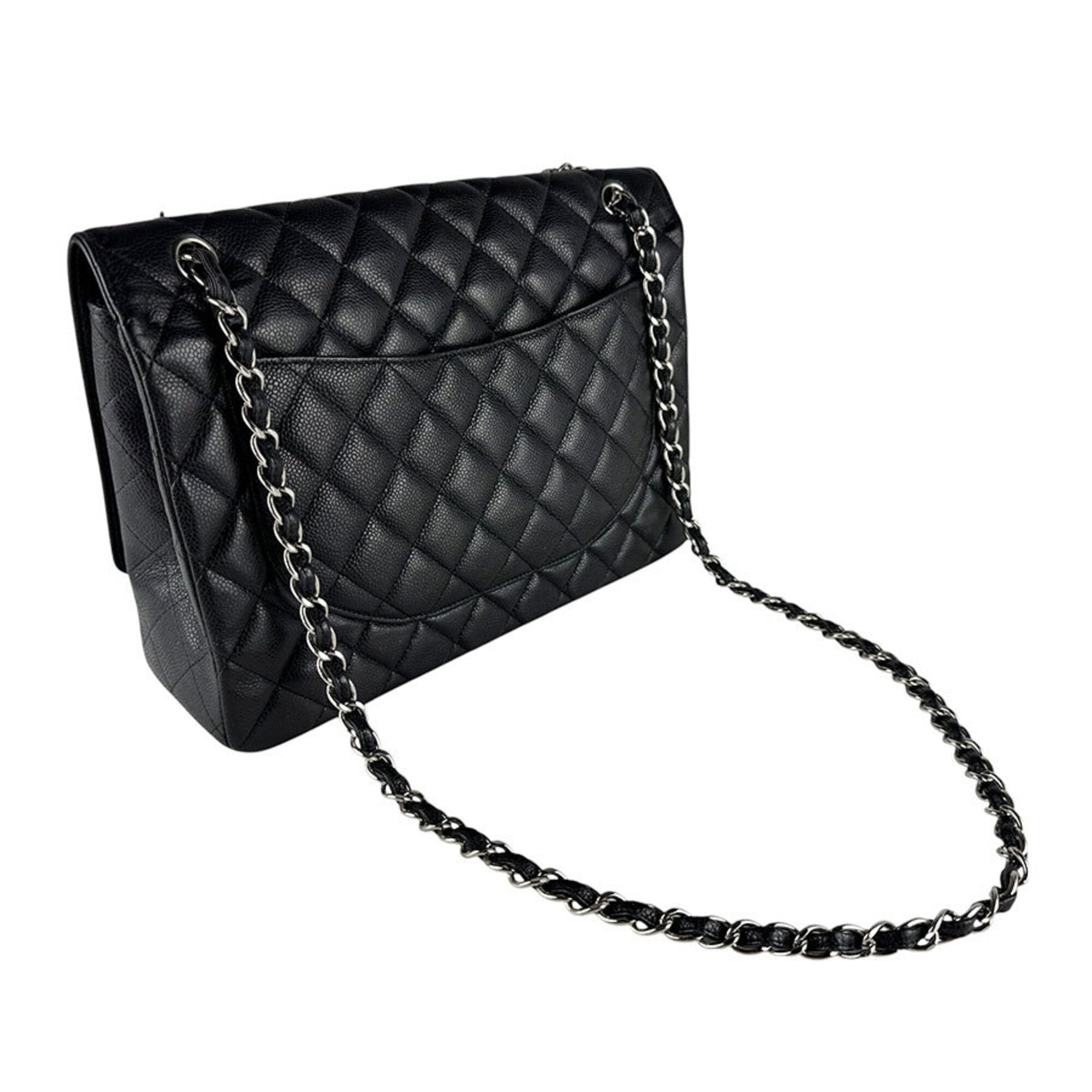 Chanel Black Grained Calfskin Shoulder Bag (Pre-Owned)