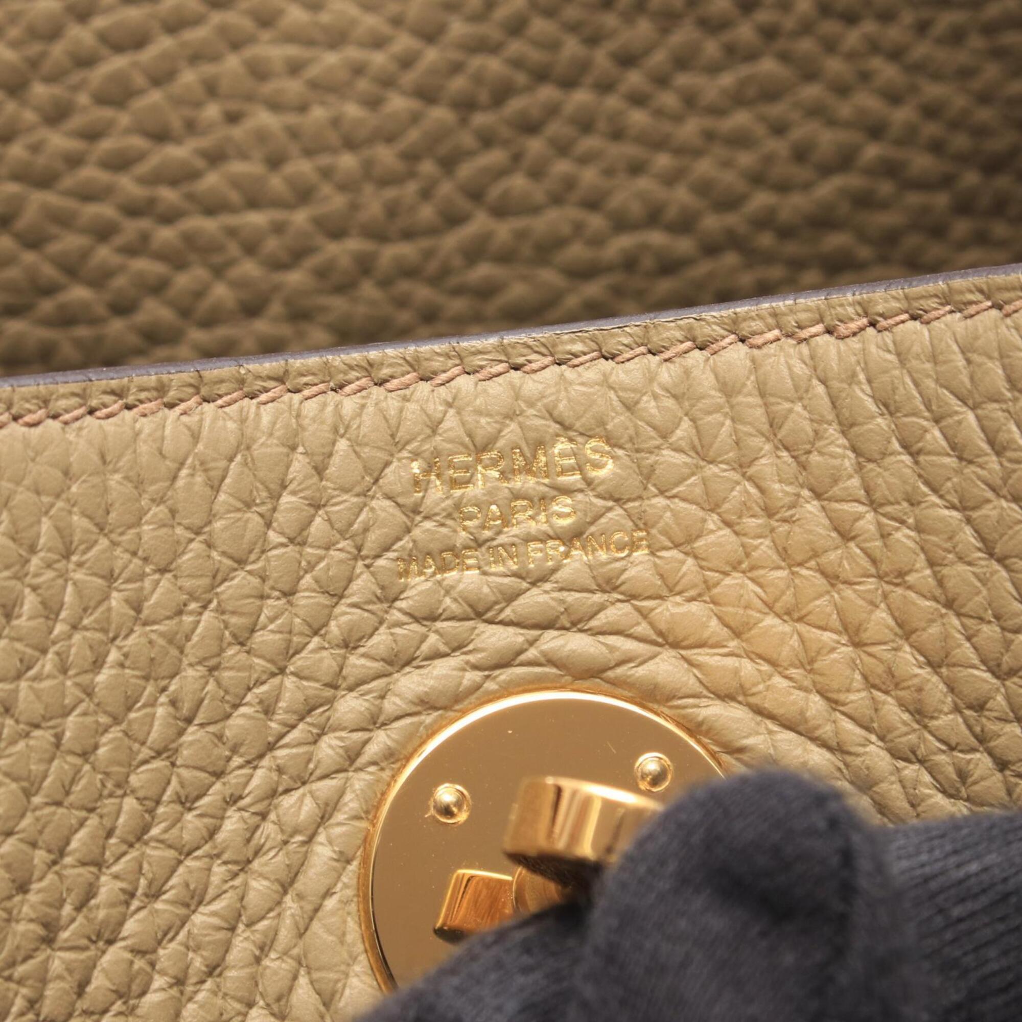 Hermes Beige Taurillon Clemence Leather Handbag Shoulder Bag (Pre-Owned)