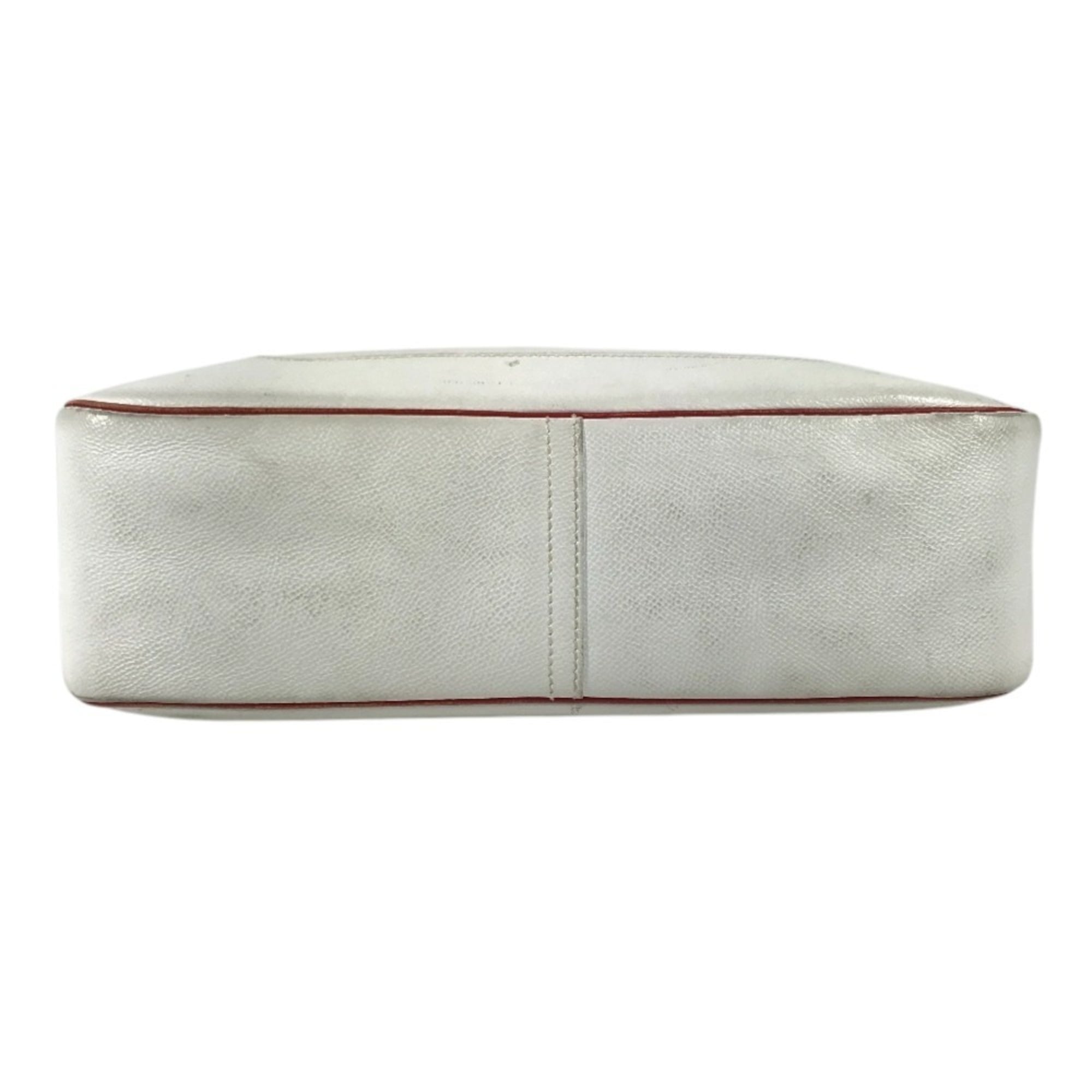Hermes Red Color White Leather Shoulder Bag Tote Bag (Pre-Owned)