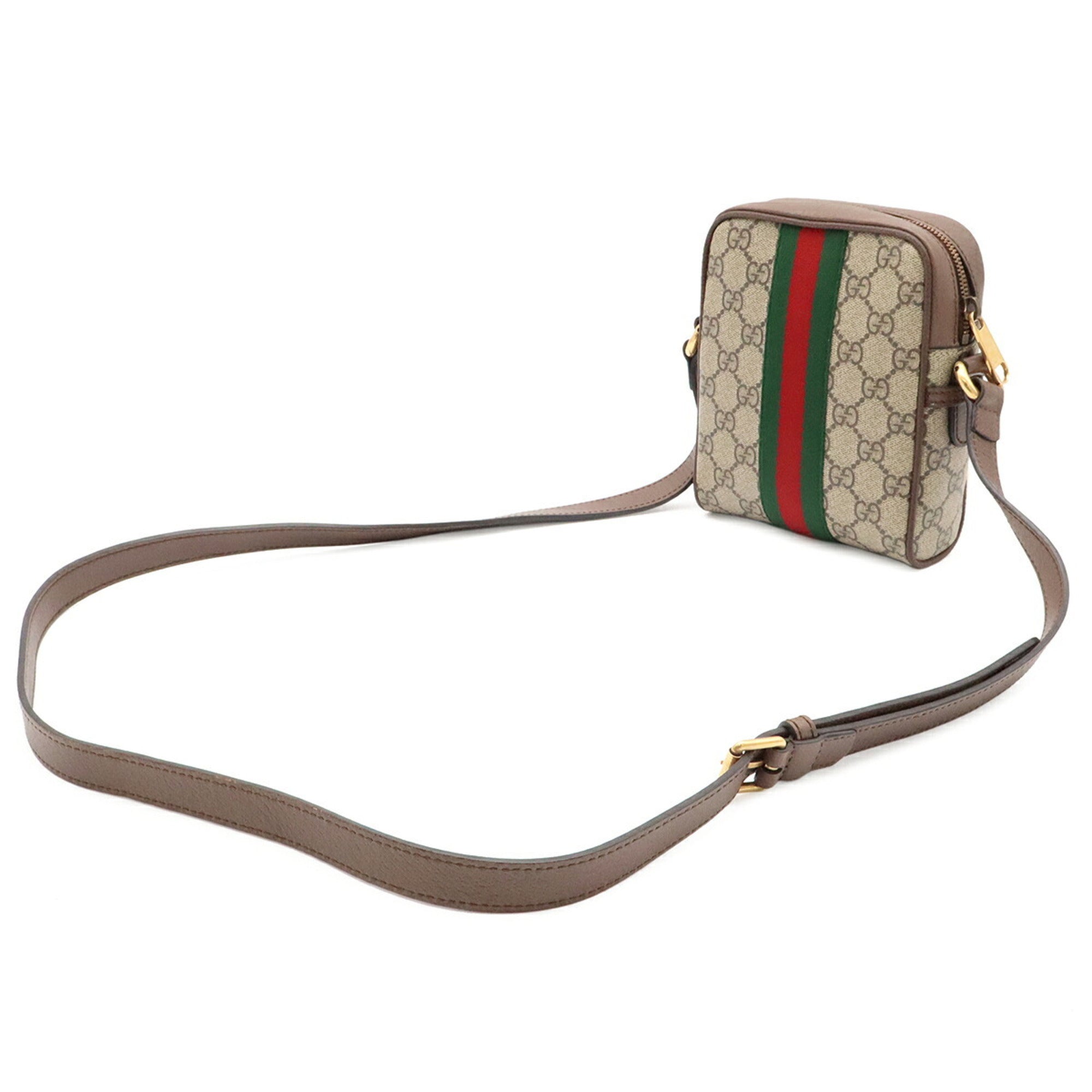 Gucci Beige Brown Green Red Color Yellow Gg Supreme Handbag Pochette Shoulder Bag (Pre-Owned)