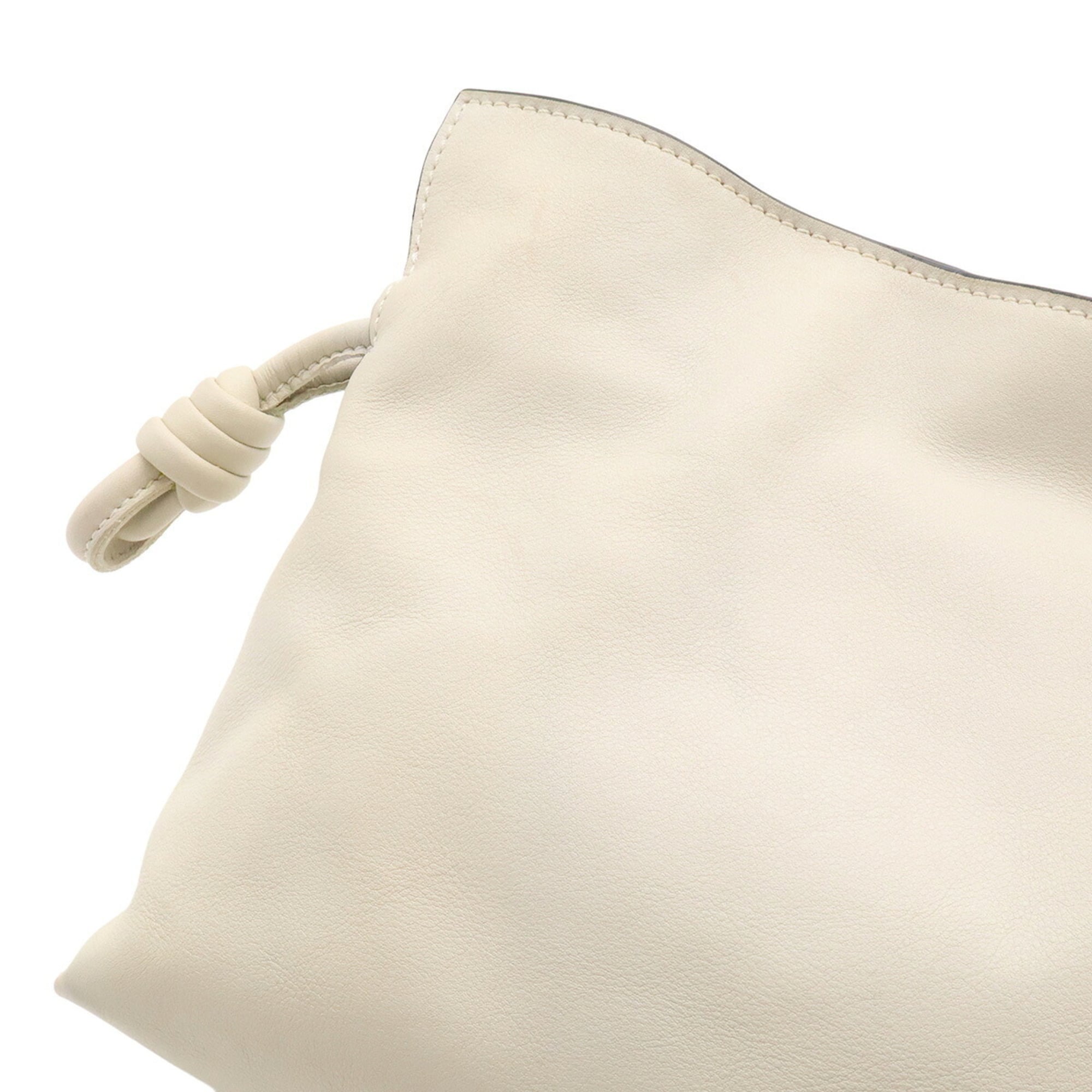 Loewe Off-White Leather Clutch Bag Pochette Shoulder Bag (Pre-Owned)
