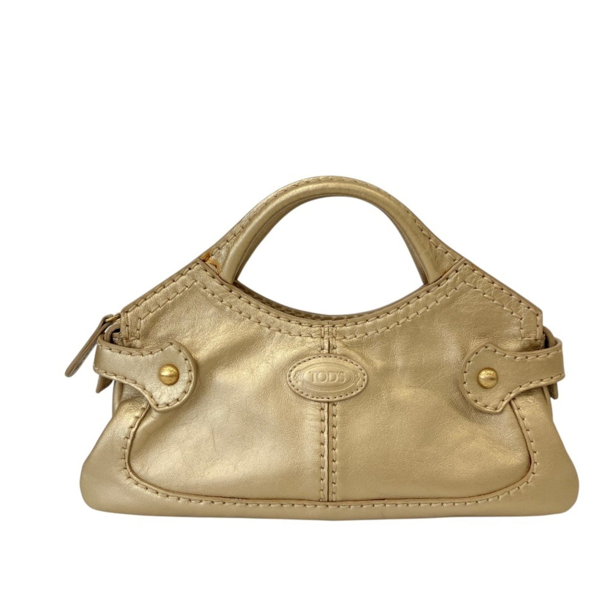 Tod's Gold Leather Handbag Shoulder Bag (Pre-Owned)