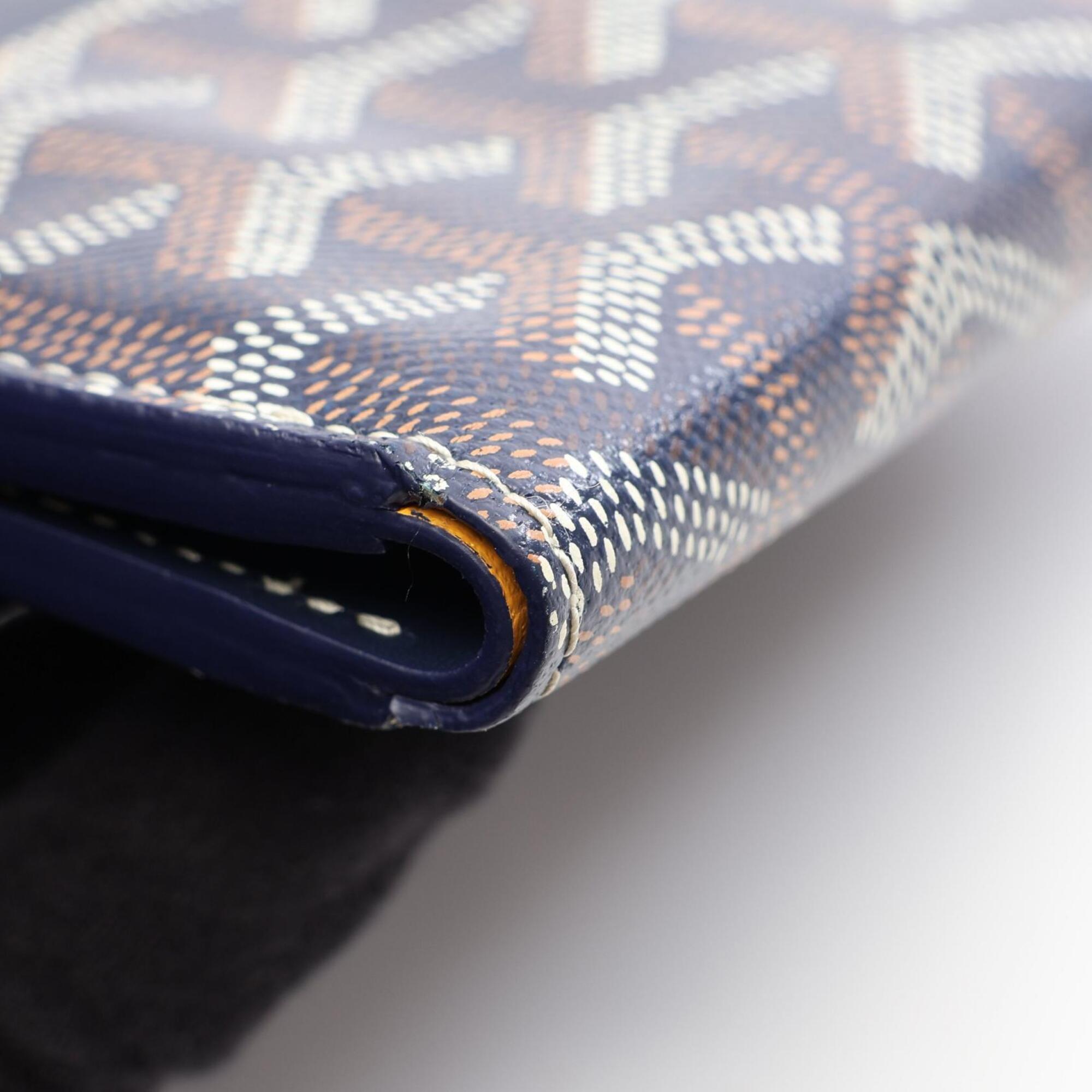 Goyard Multi-Color Navy Coated Canvas Leather Wallet (Tri-Fold) (Pre-Owned)