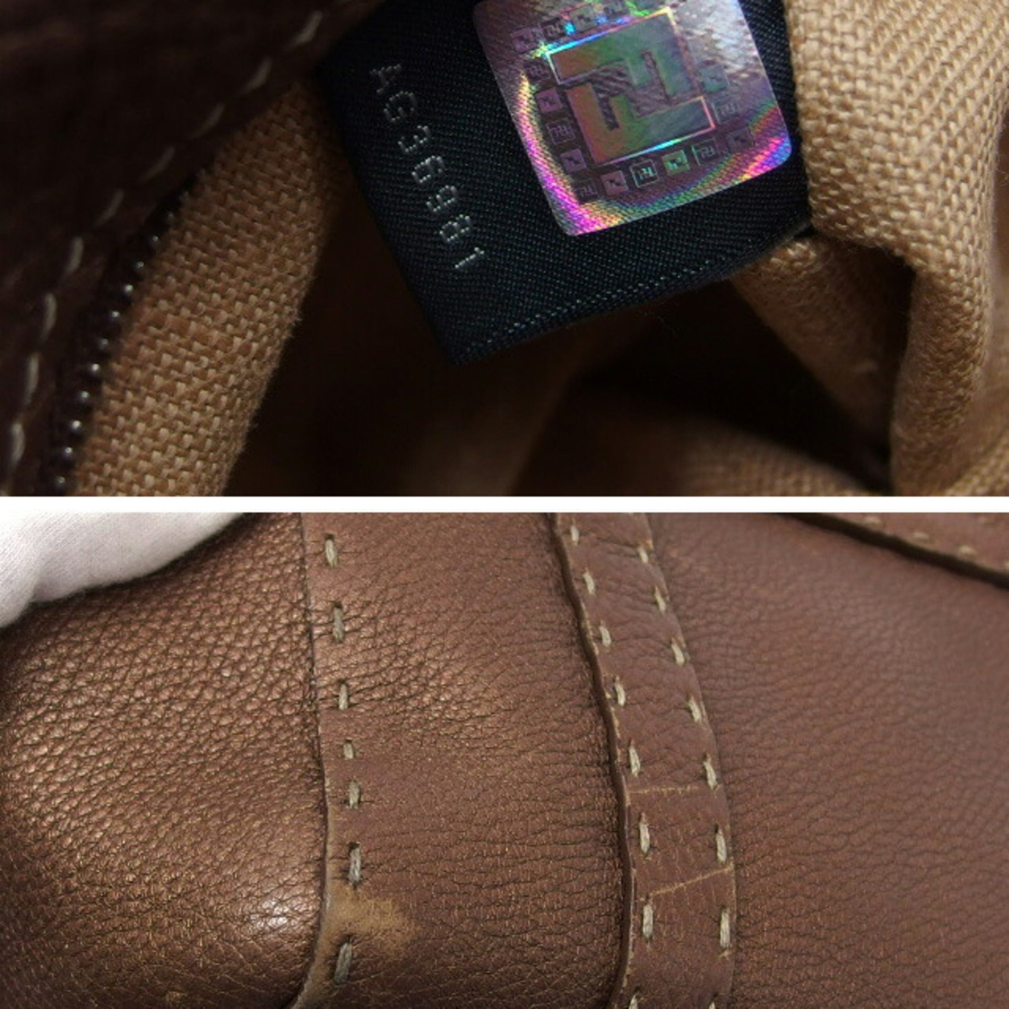 Fendi Bronze Dark Brown Leather Handbag (Pre-Owned)