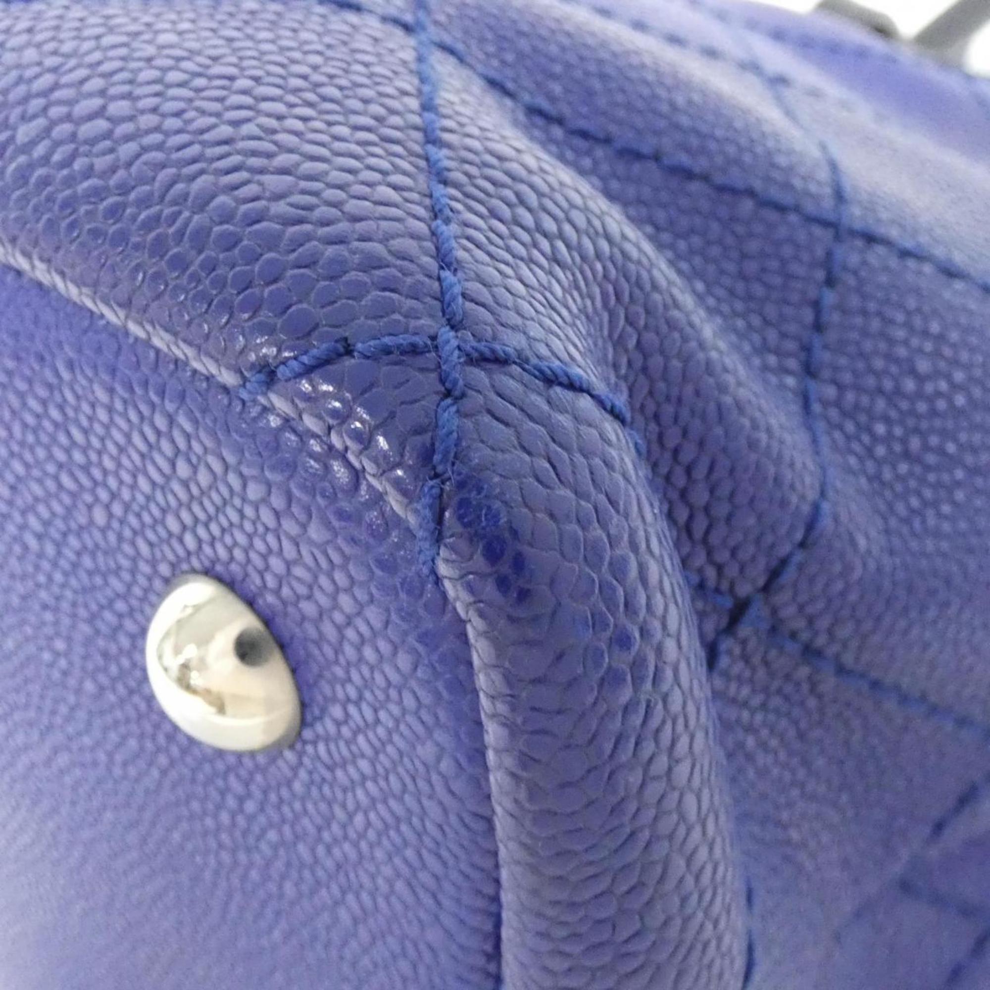 Chanel Black Blue Grained Calfskin Handbag Pouch (Pre-Owned)