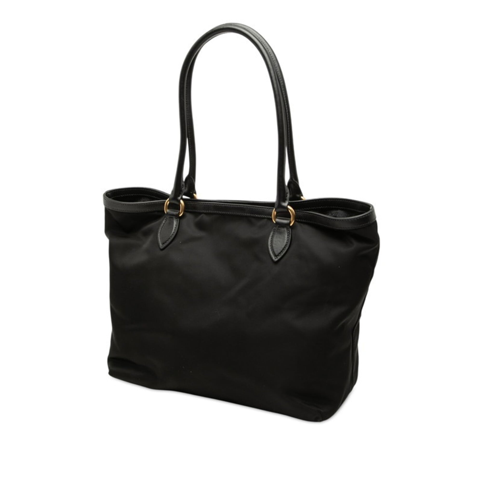 Prada Black Nylon Leather Handbag Tote Bag (Pre-Owned)