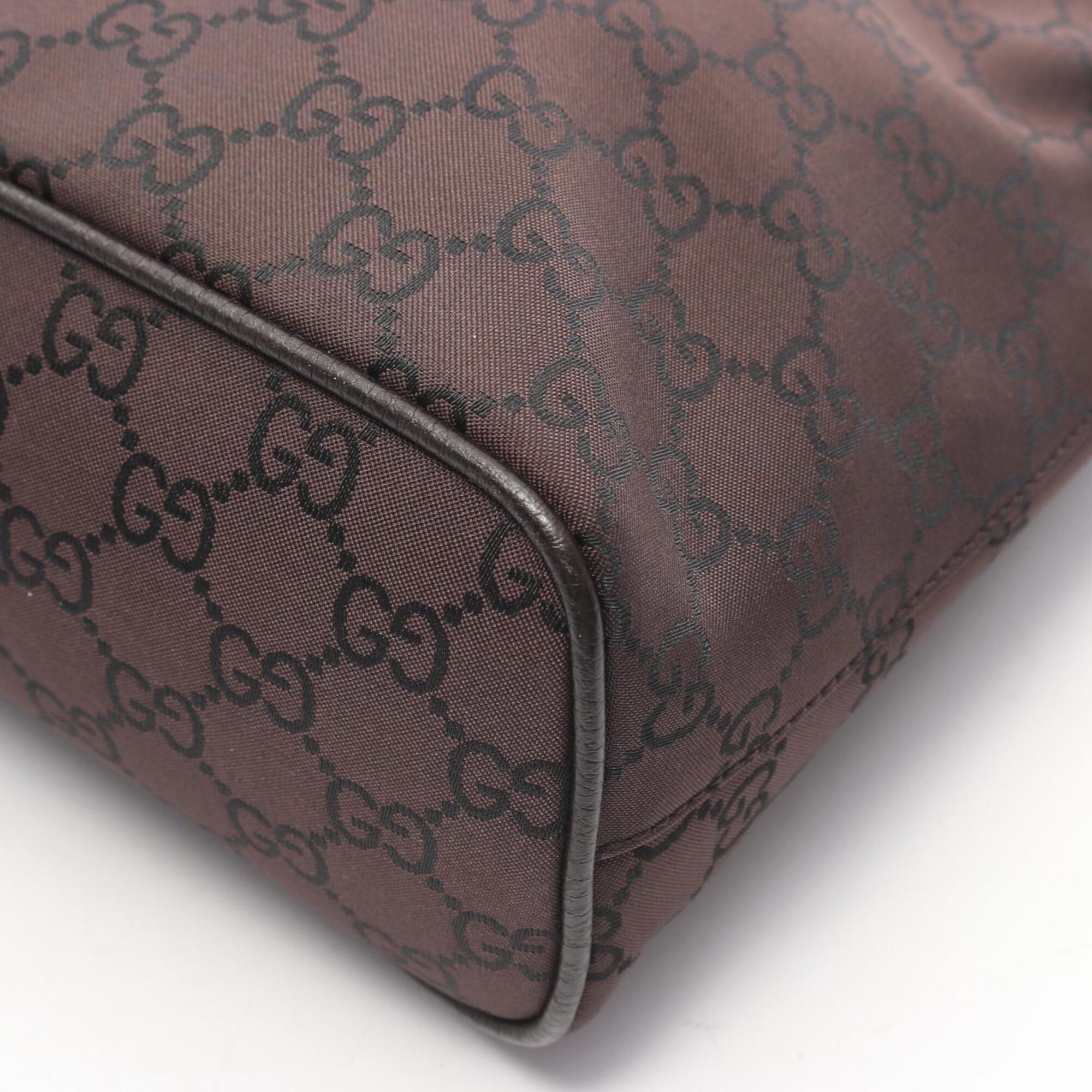 Gucci Brown Nylon Leather Handbag Shoulder Bag (Pre-Owned)