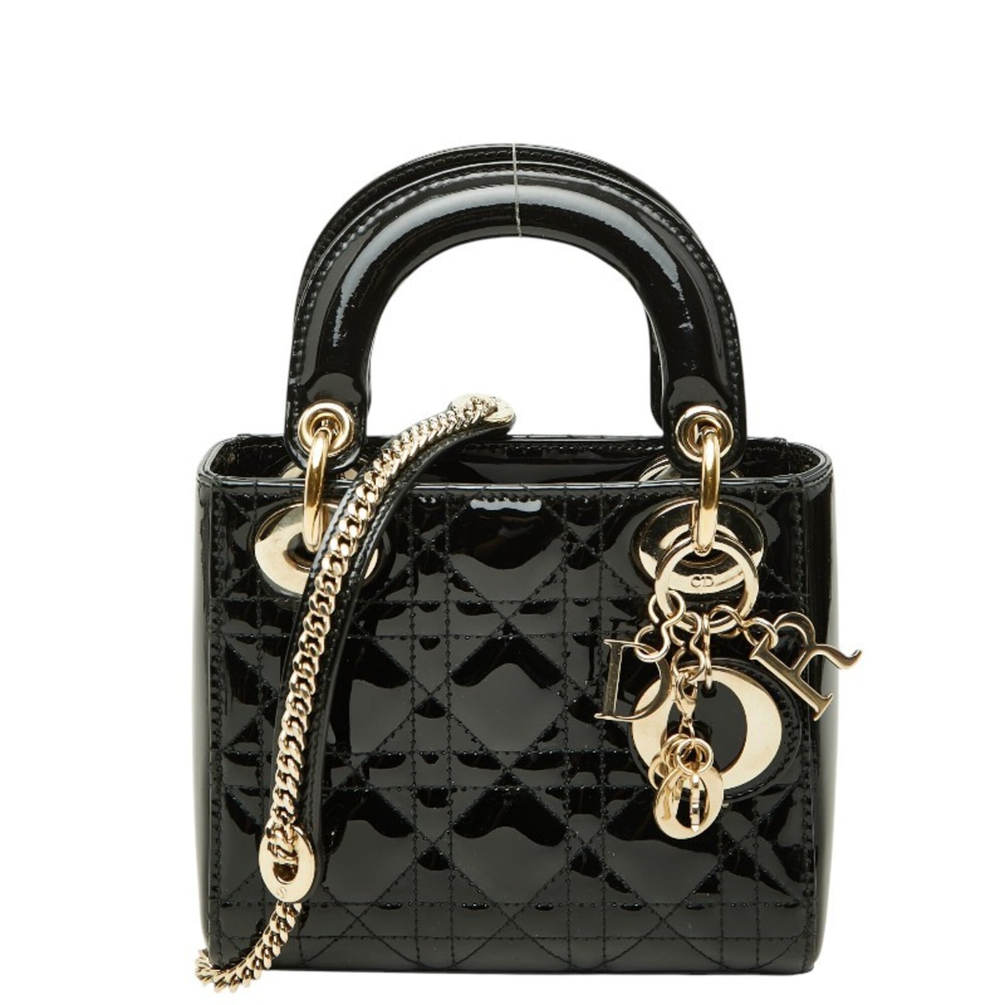 Christian Dior Black Patent Leather Handbag Shoulder Bag (Pre-Owned)
