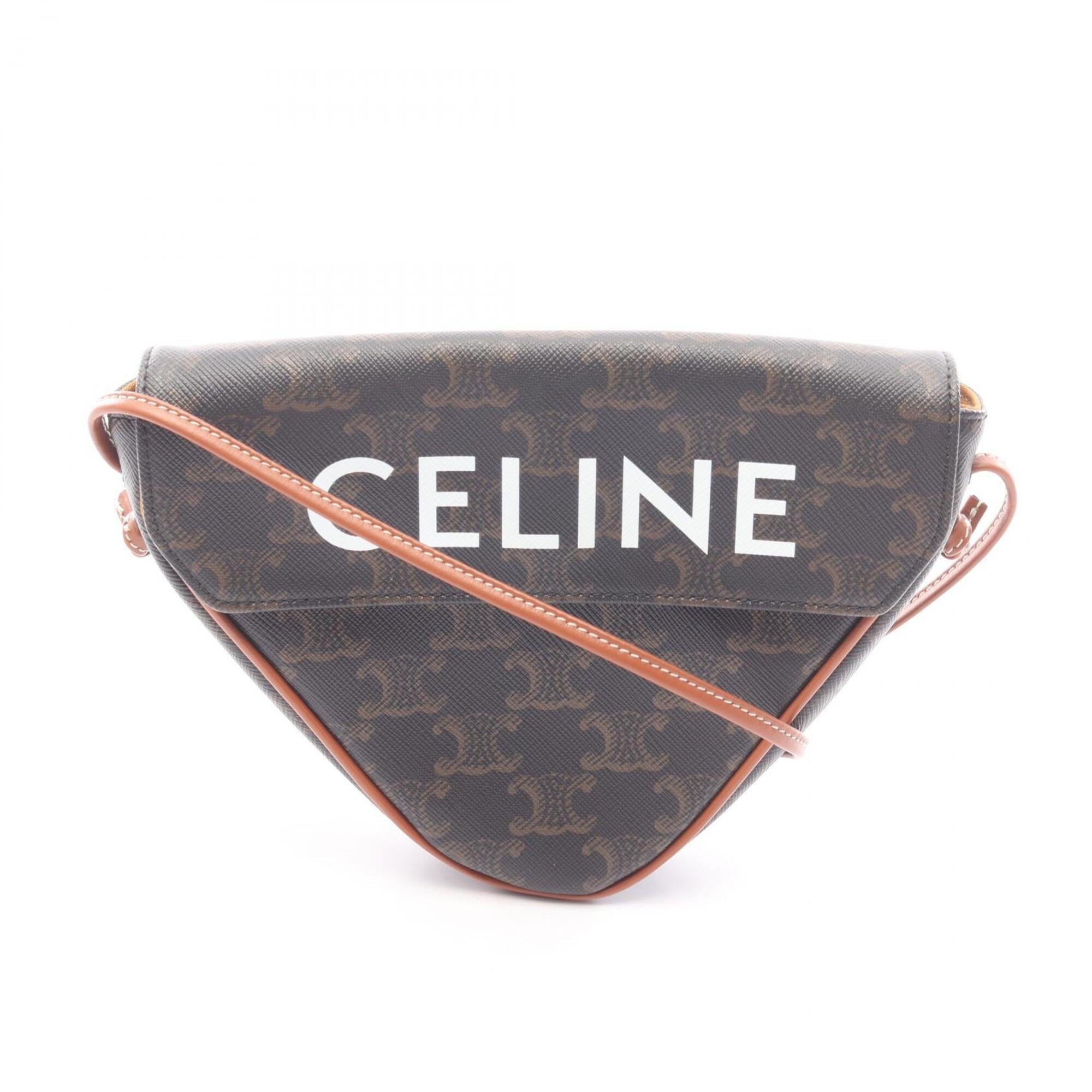 Celine Black Brown Coated Canvas Handbag Shoulder Bag (Pre-Owned)