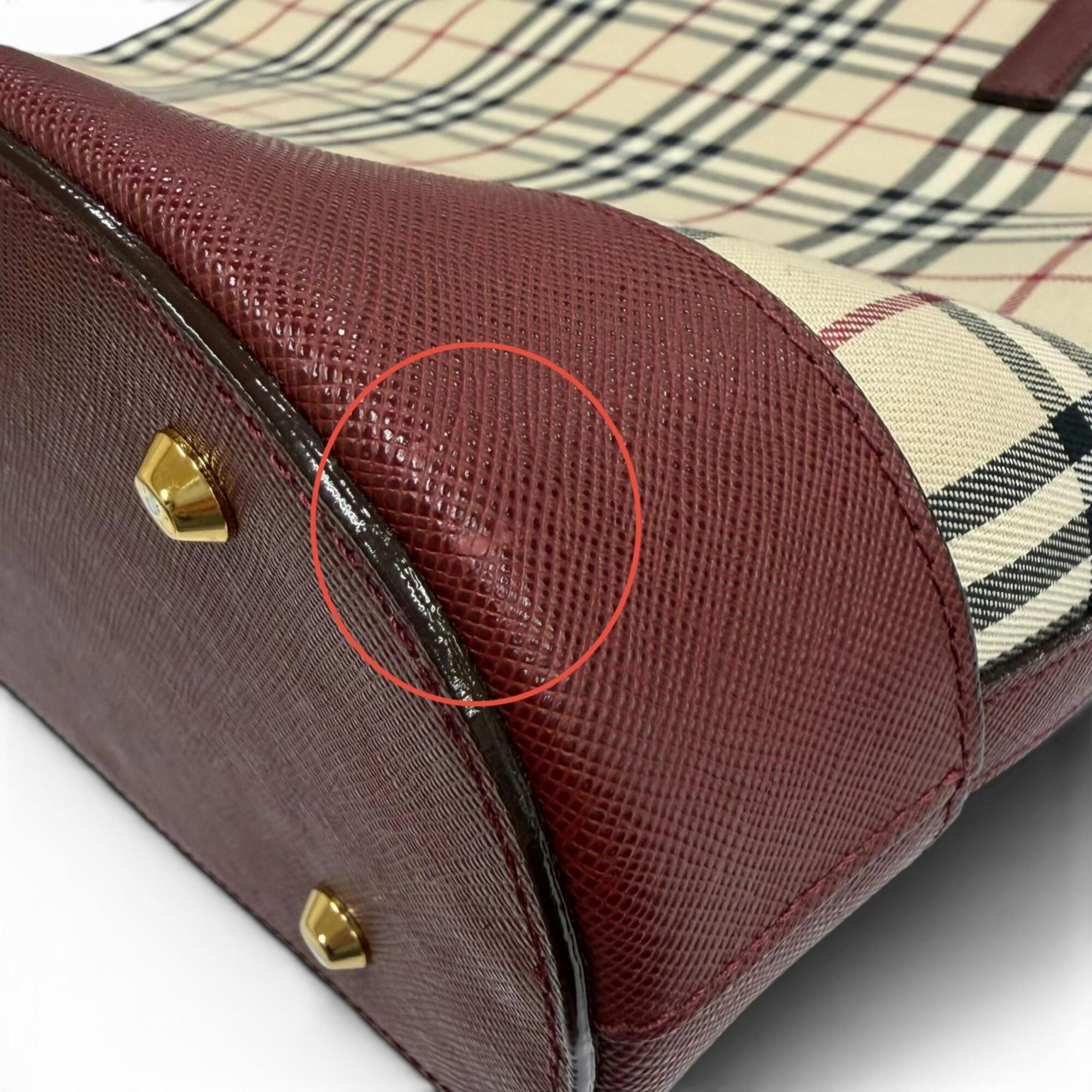 Burberry Beige Bordeaux Leather Tote Bag (Pre-Owned)