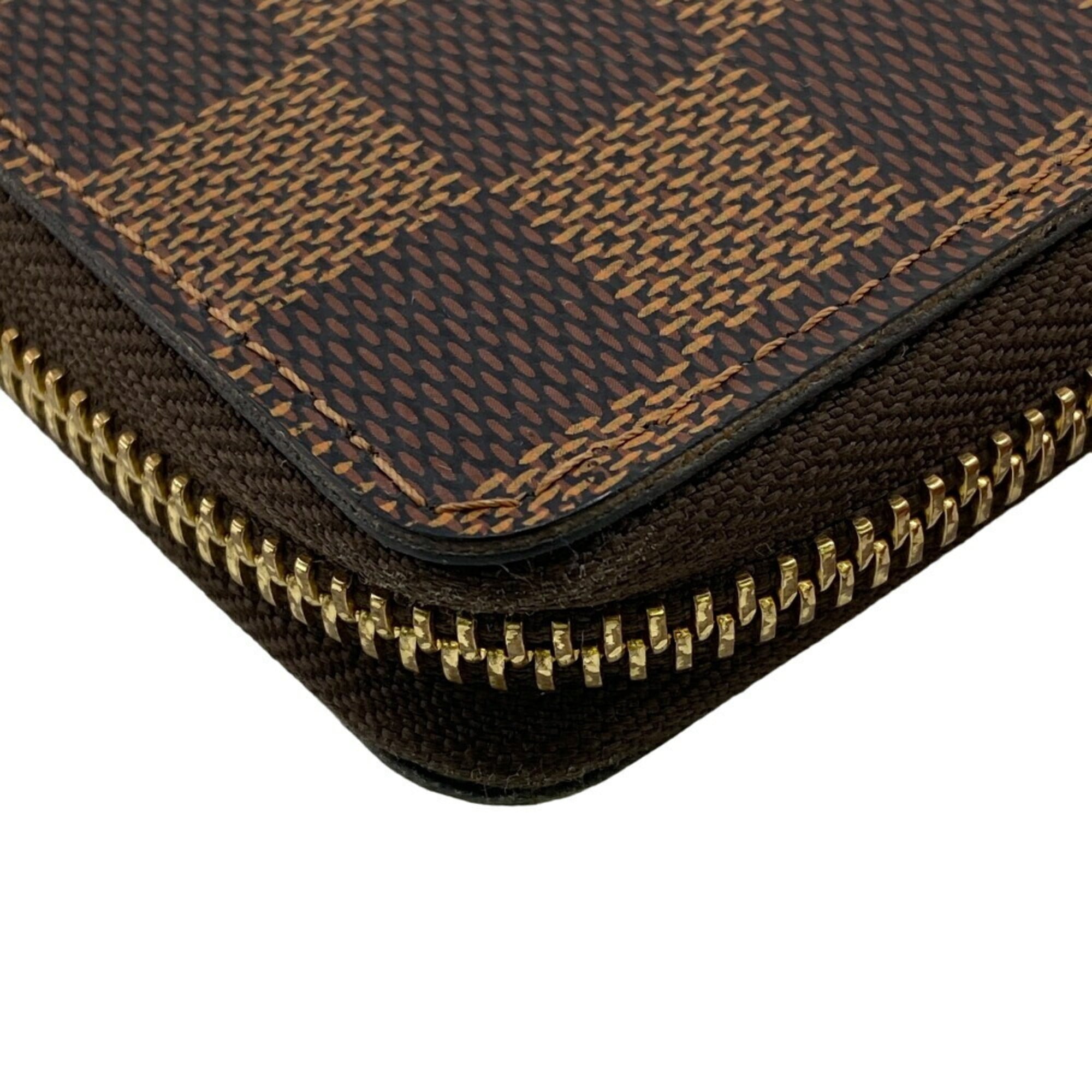 Louis Vuitton Damier Brown Leather Long Wallet (Bi-Fold) (Pre-Owned)