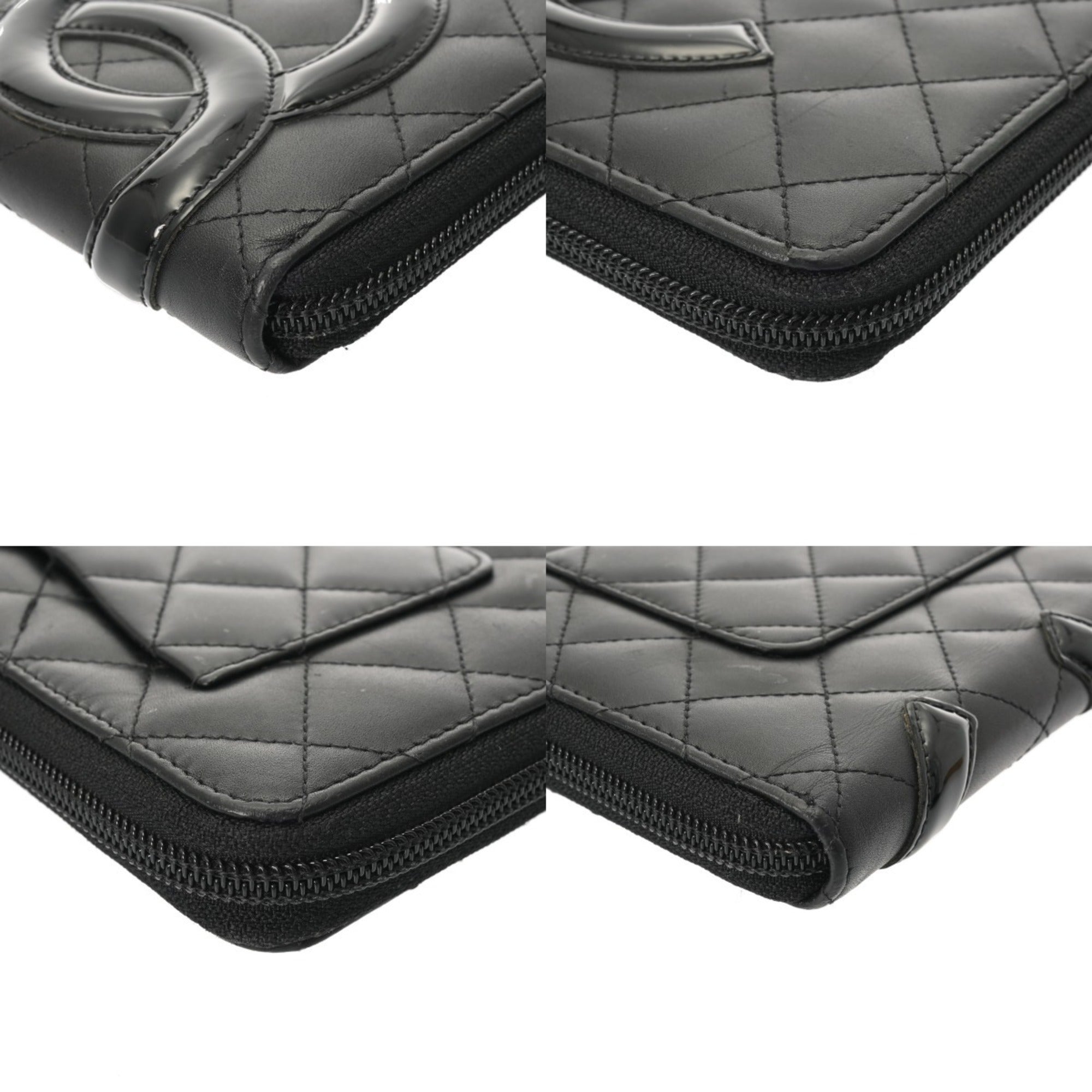 Chanel Cambon Black Leather Long Wallet (Bi-Fold) (Pre-Owned)