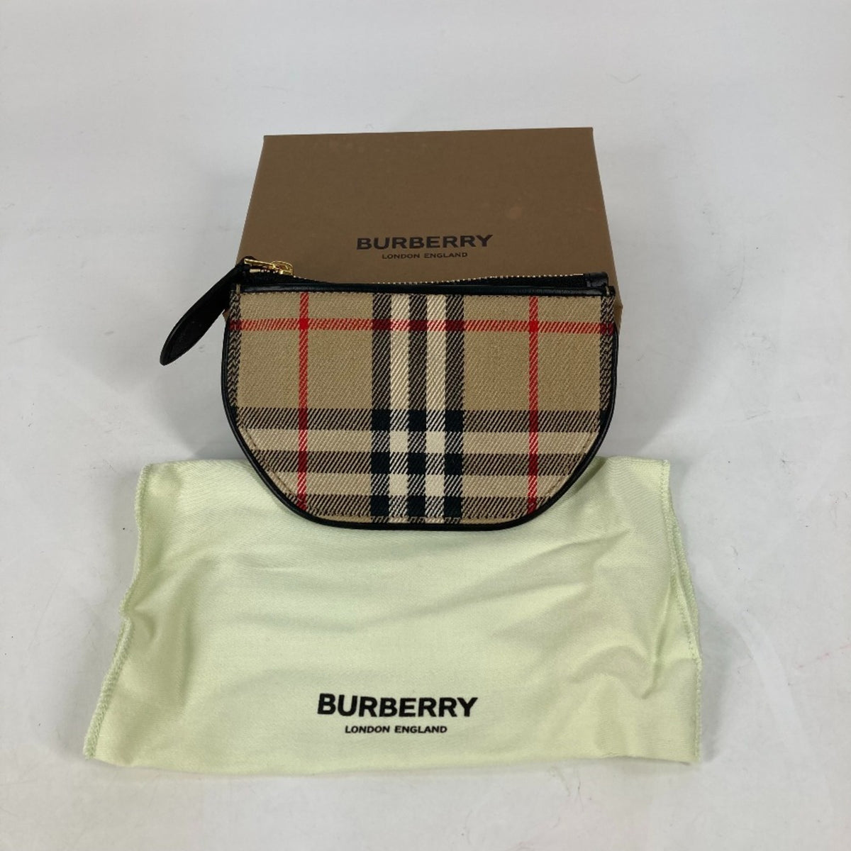 Burberry Beige Leather Canvas Coin Purse/Coin Case (Pre-Owned)