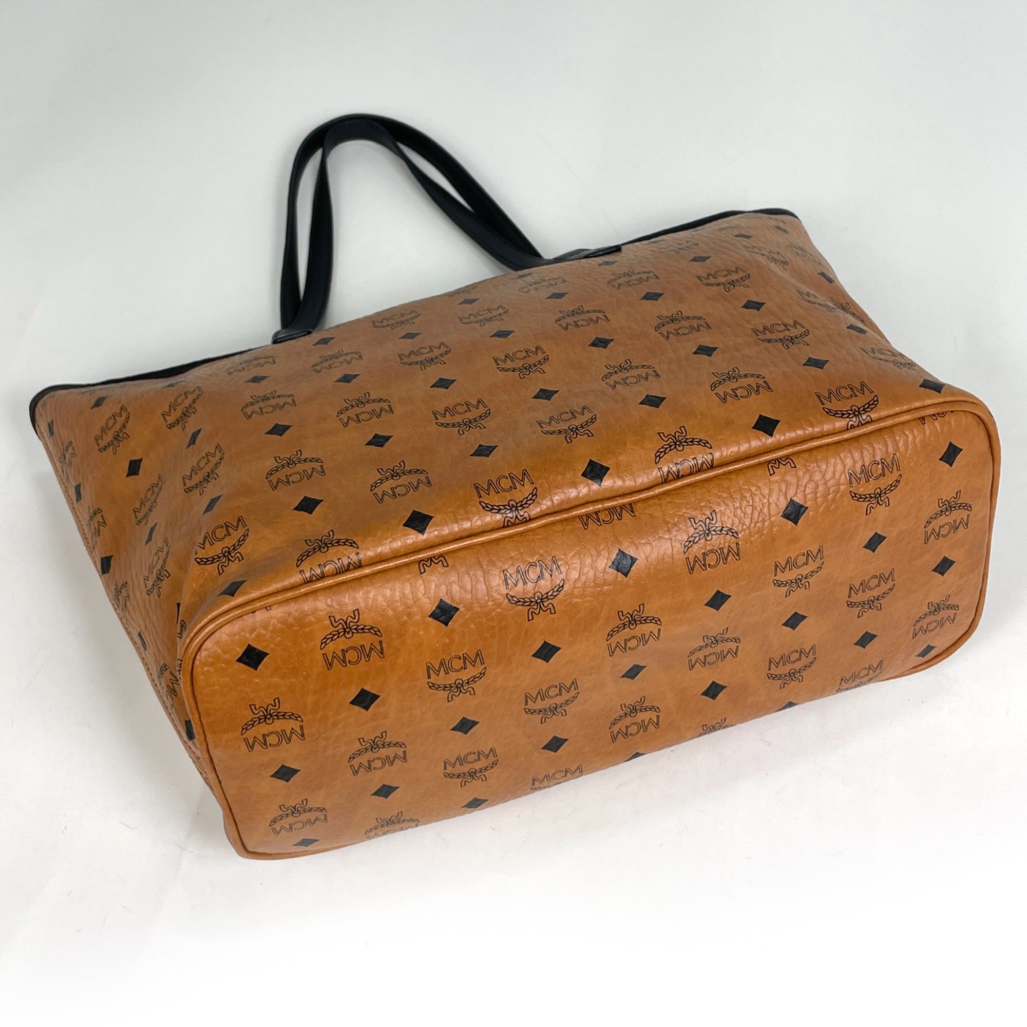 Mcm Visetos Brown Leather Shoulder Bag Tote Bag (Pre-Owned)