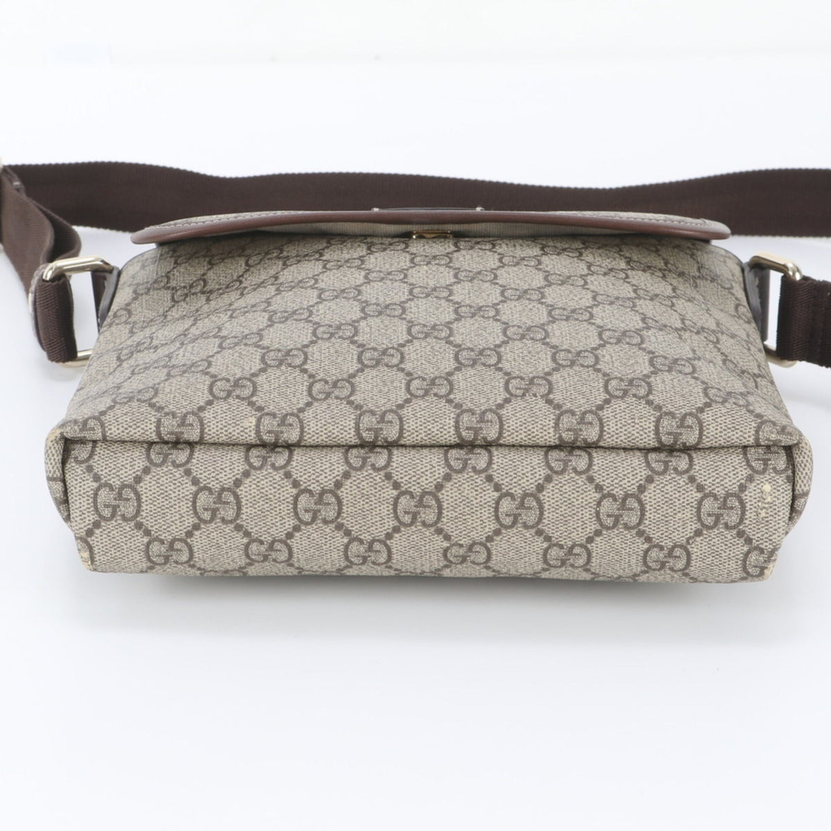 Gucci Brown Leather Coated Canvas Messenger Bag Shoulder Bag Tote Bag (Pre-Owned)