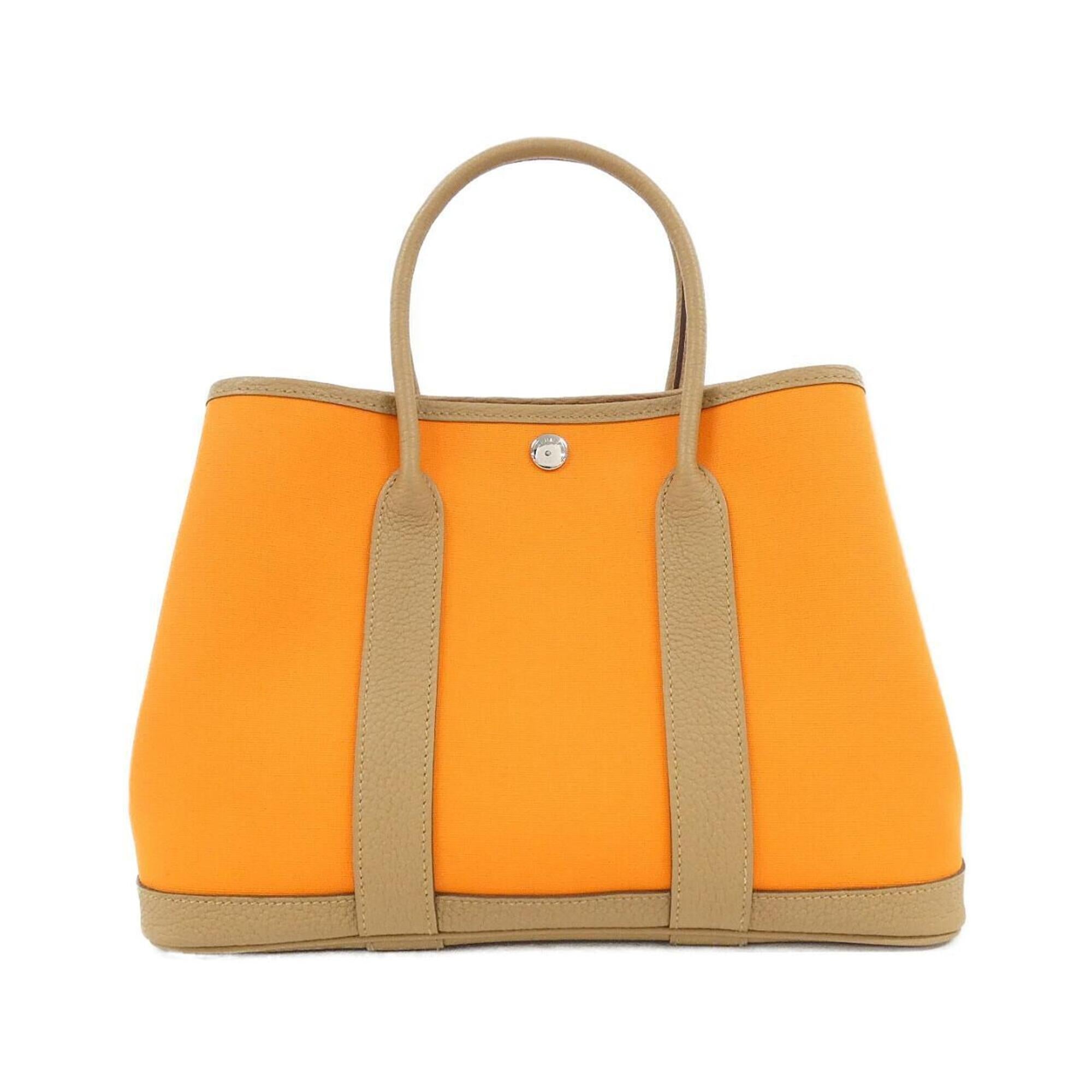 Hermes Biscuit Orange Toile Officier Negonda Leather Handbag (Pre-Owned)