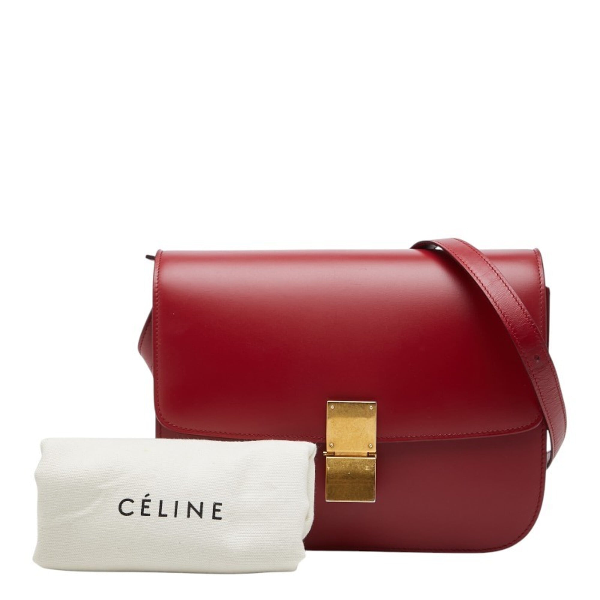 Celine Red Color Leather Handbag Shoulder Bag (Pre-Owned)