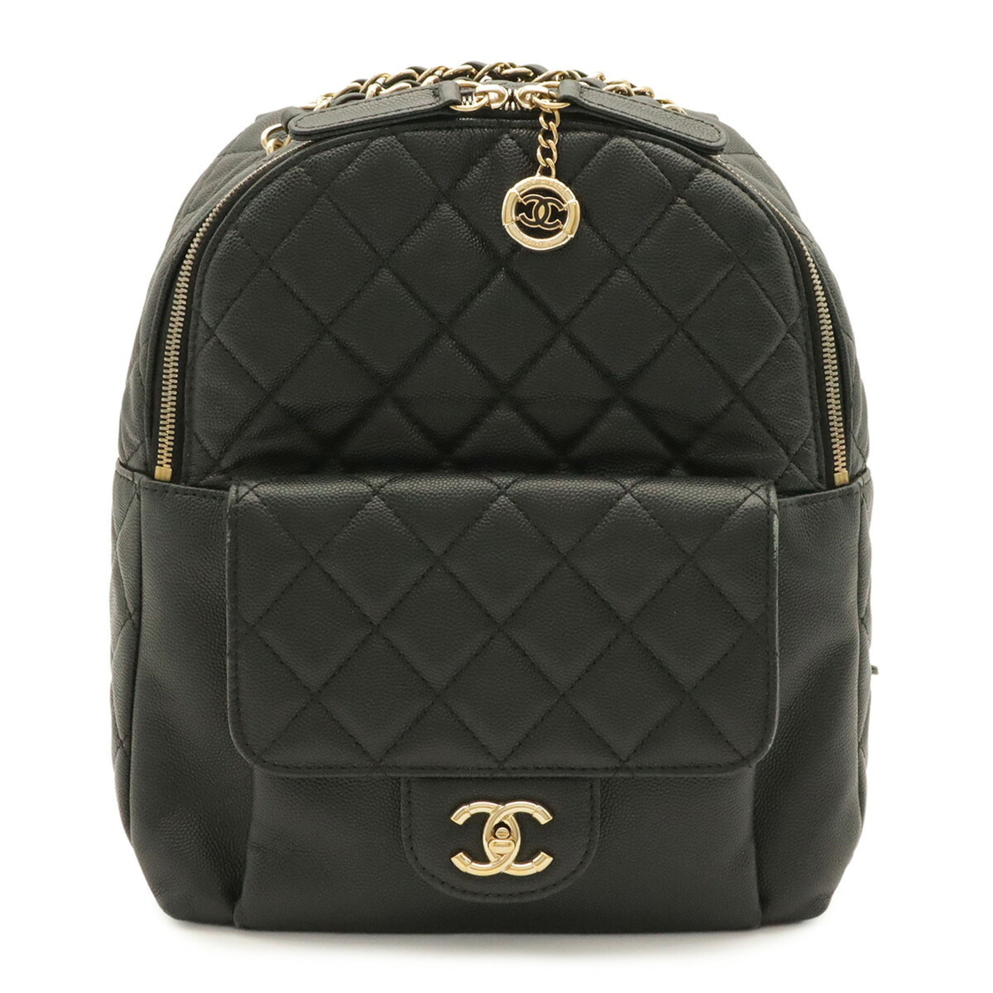 Chanel Matelasse Black Grained Calfskin Backpack (Pre-Owned)