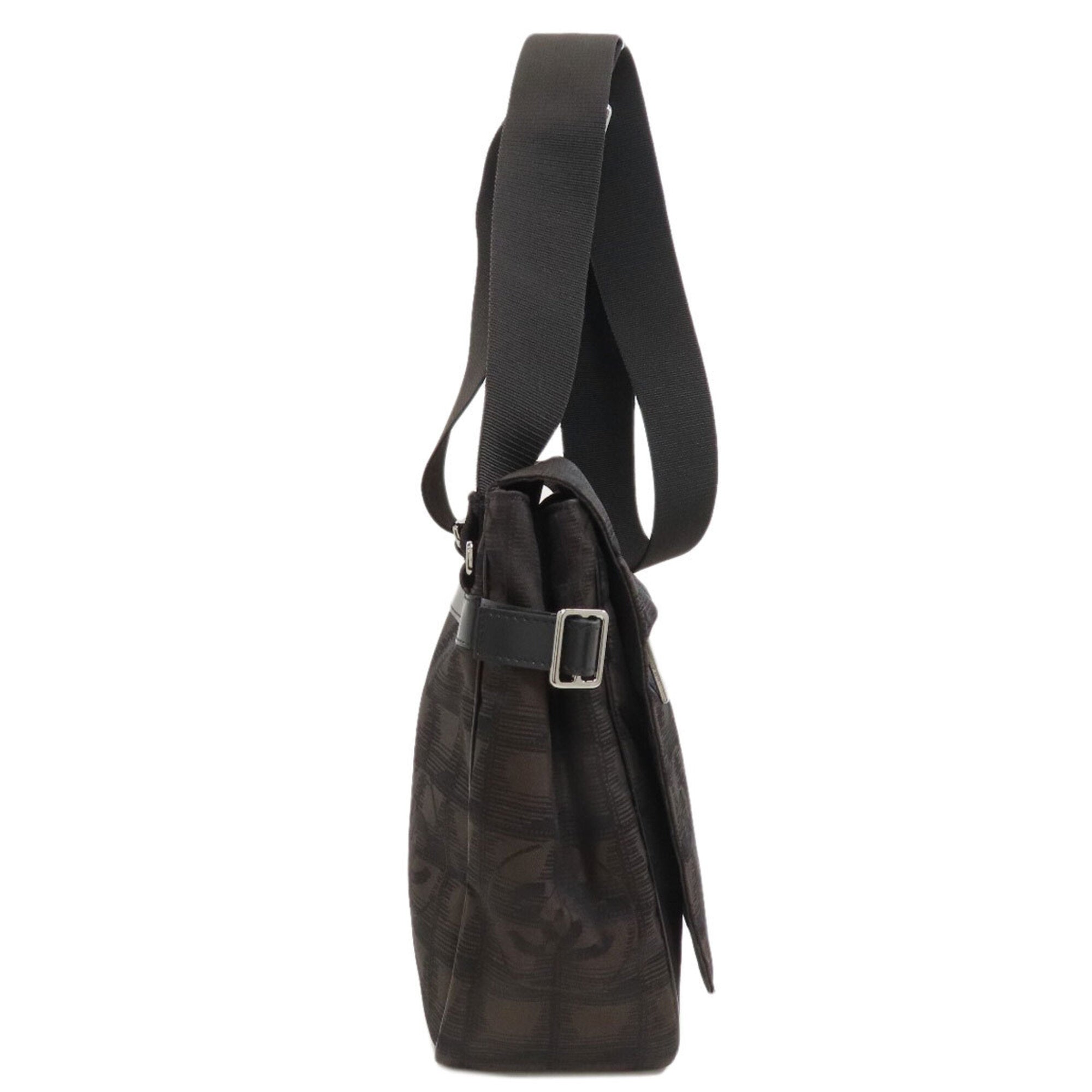 Chanel Dark Brown Nylon Jacquard Shoulder Bag (Pre-Owned)