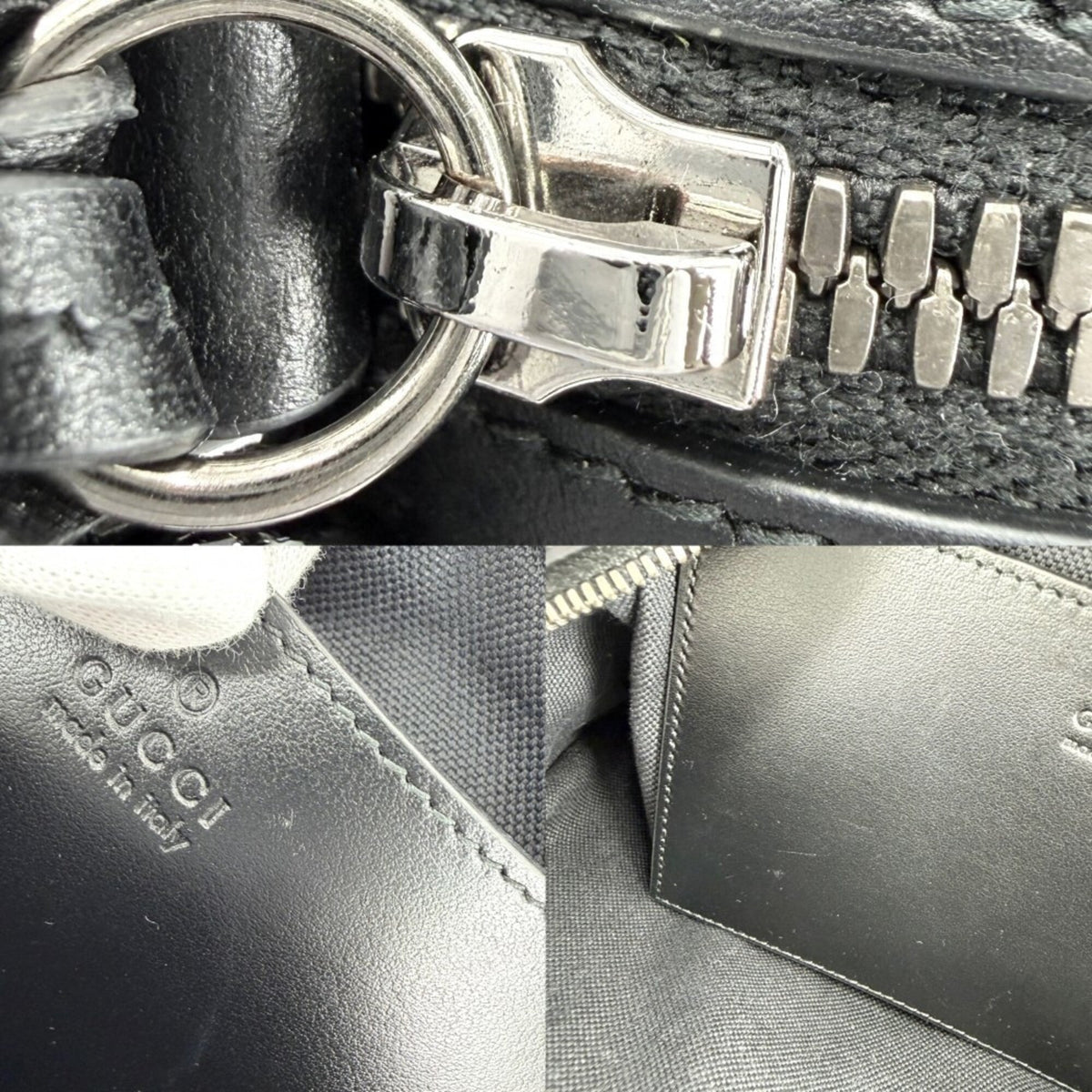 Gucci Black White Leather Shoulder Bag (Pre-Owned)