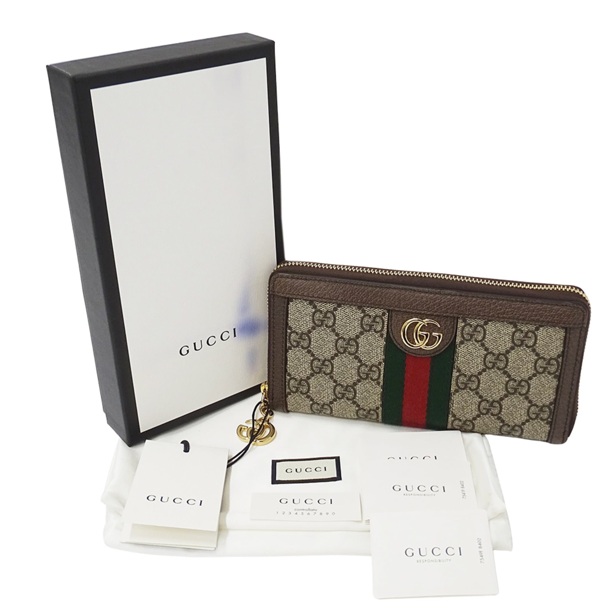 Gucci Beige Brown Gg Supreme Canvas Long Wallet (Bi-Fold) (Pre-Owned)