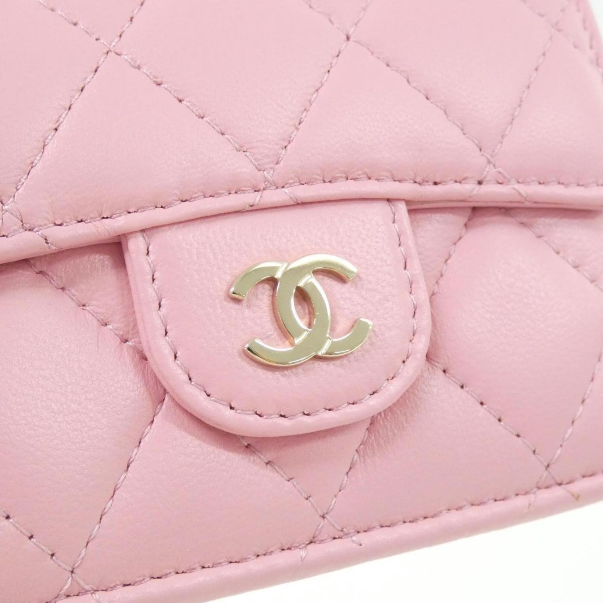 Chanel Pink Leather Wallet (Tri-Fold) (Pre-Owned)