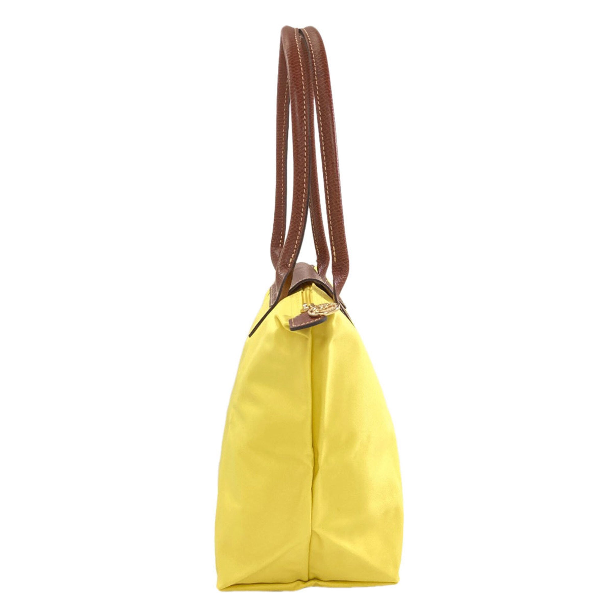 Longchamp Le Pliage Brown Yellow Nylon Tote Bag (Pre-Owned)