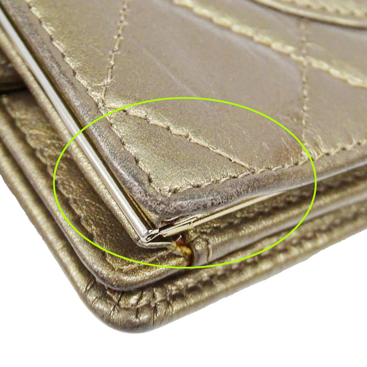 Chanel Gold Leather Wallet (Bi-Fold) (Pre-Owned)