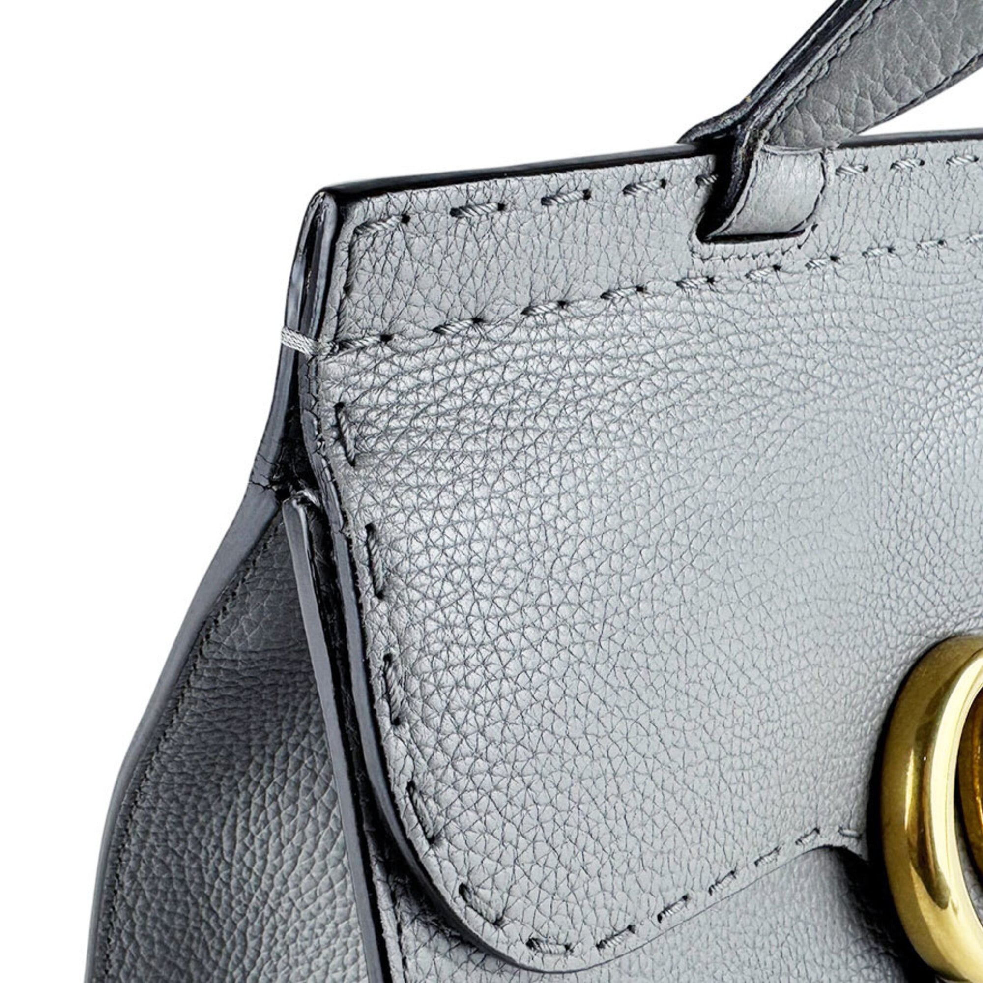 Gucci Gray Leather Handbag Shoulder Bag (Pre-Owned)