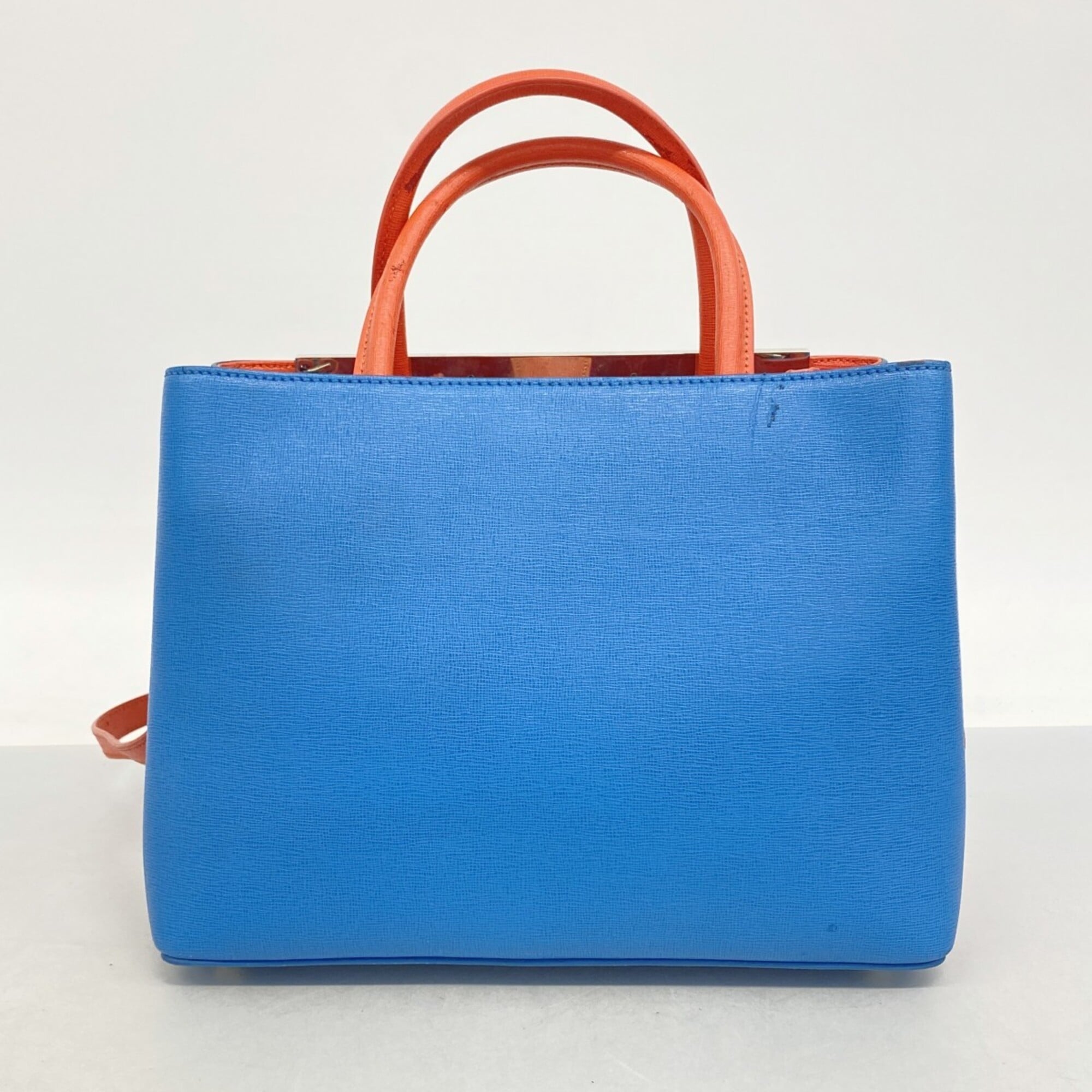 Fendi Blue Red Color Leather Handbag (Pre-Owned)