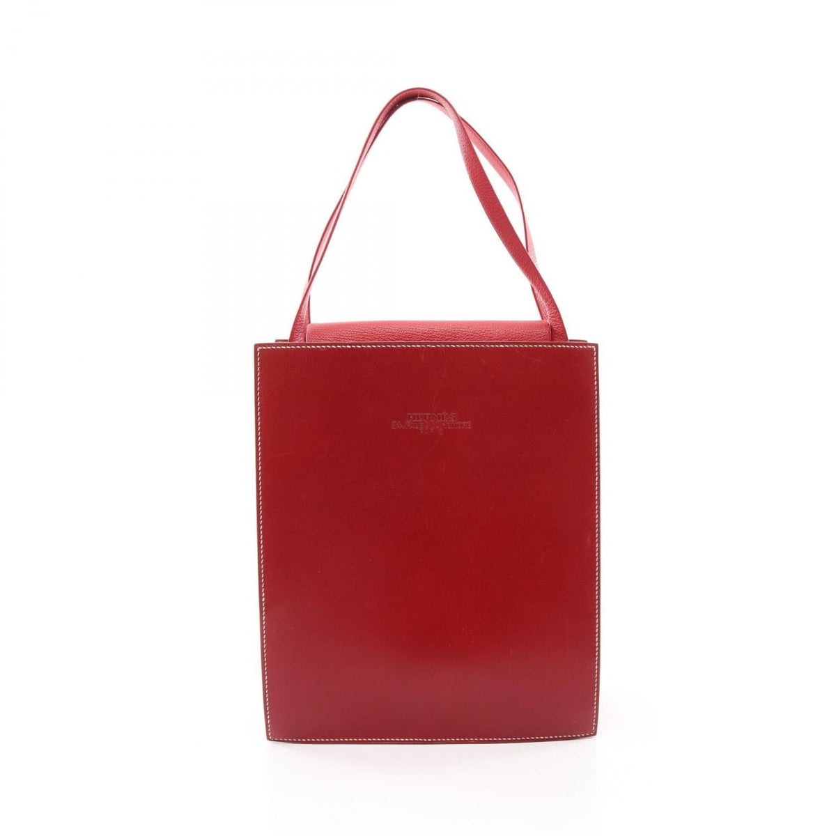 Hermes Red Color Chevre Leather Box Calf Leather Handbag (Pre-Owned)