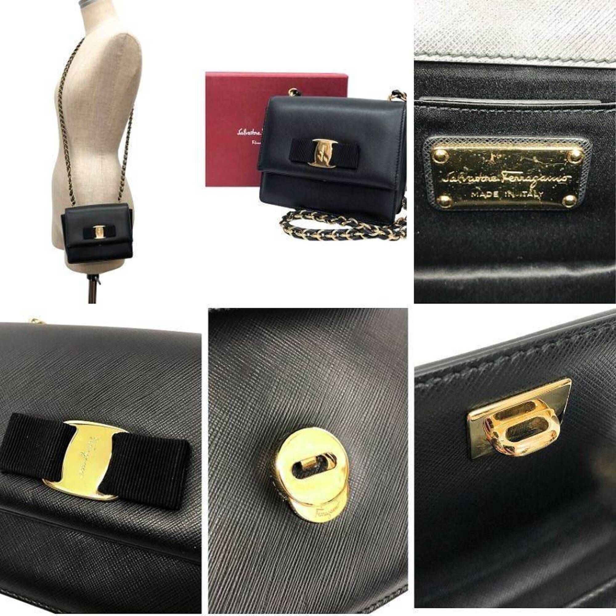 Salvatore Ferragamo Black Leather Shoulder Bag (Pre-Owned)