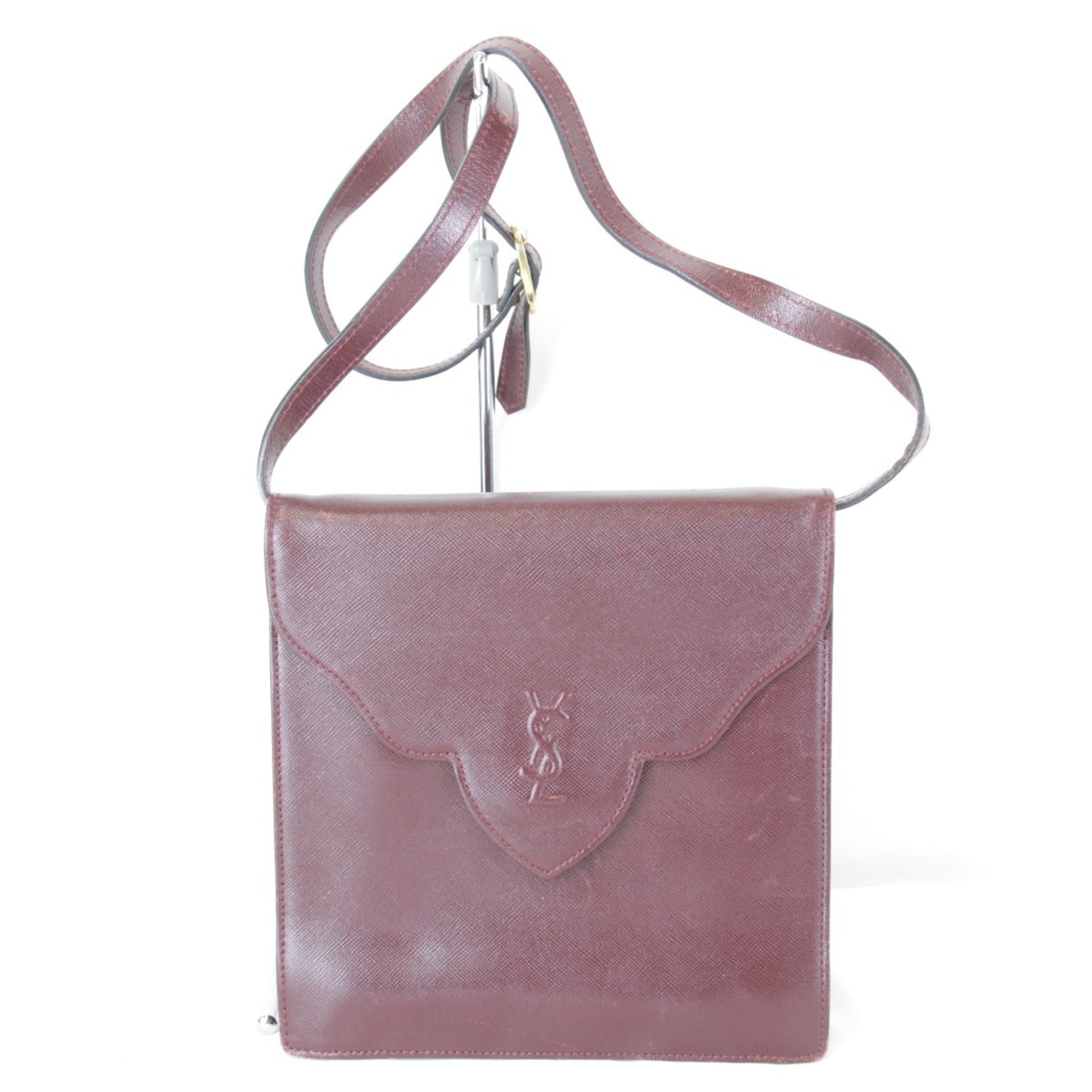 Yves Saint Laurent Wine Leather Shoulder Bag (Pre-Owned)