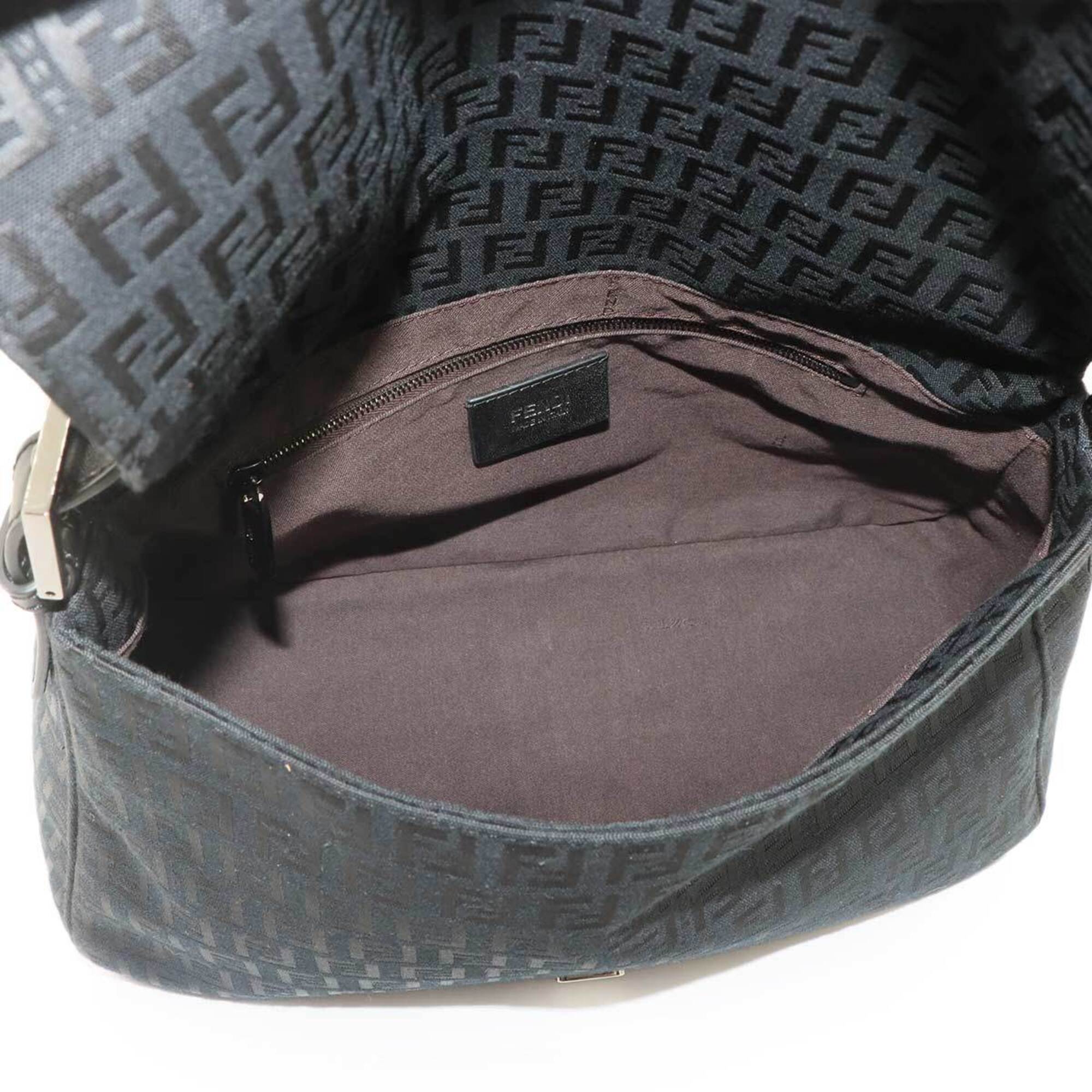 Fendi Black Canvas Leather Shoulder Bag (Pre-Owned)