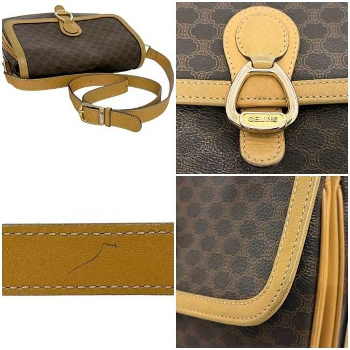 Celine Macadam Brown Pvc Leather Shoulder Bag (Pre-Owned)
