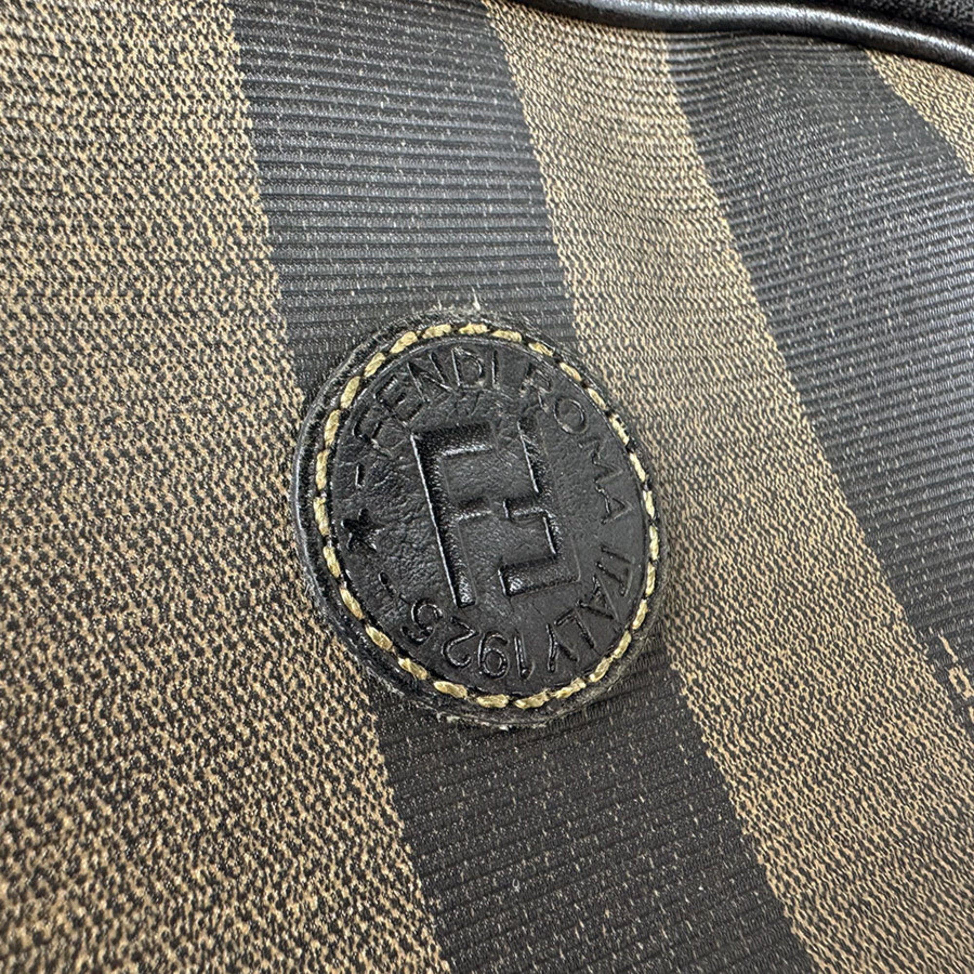 Fendi Black Brown Coated Canvas Shoulder Bag (Pre-Owned)