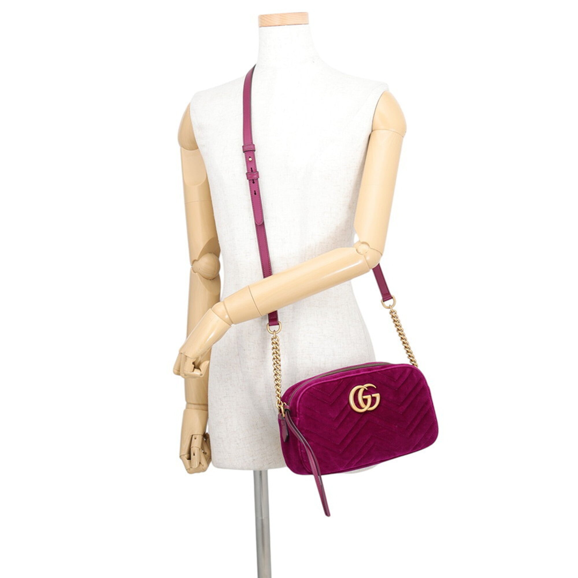 Gucci Gg Marmont Purple Velvet Handbag Shoulder Bag (Pre-Owned)