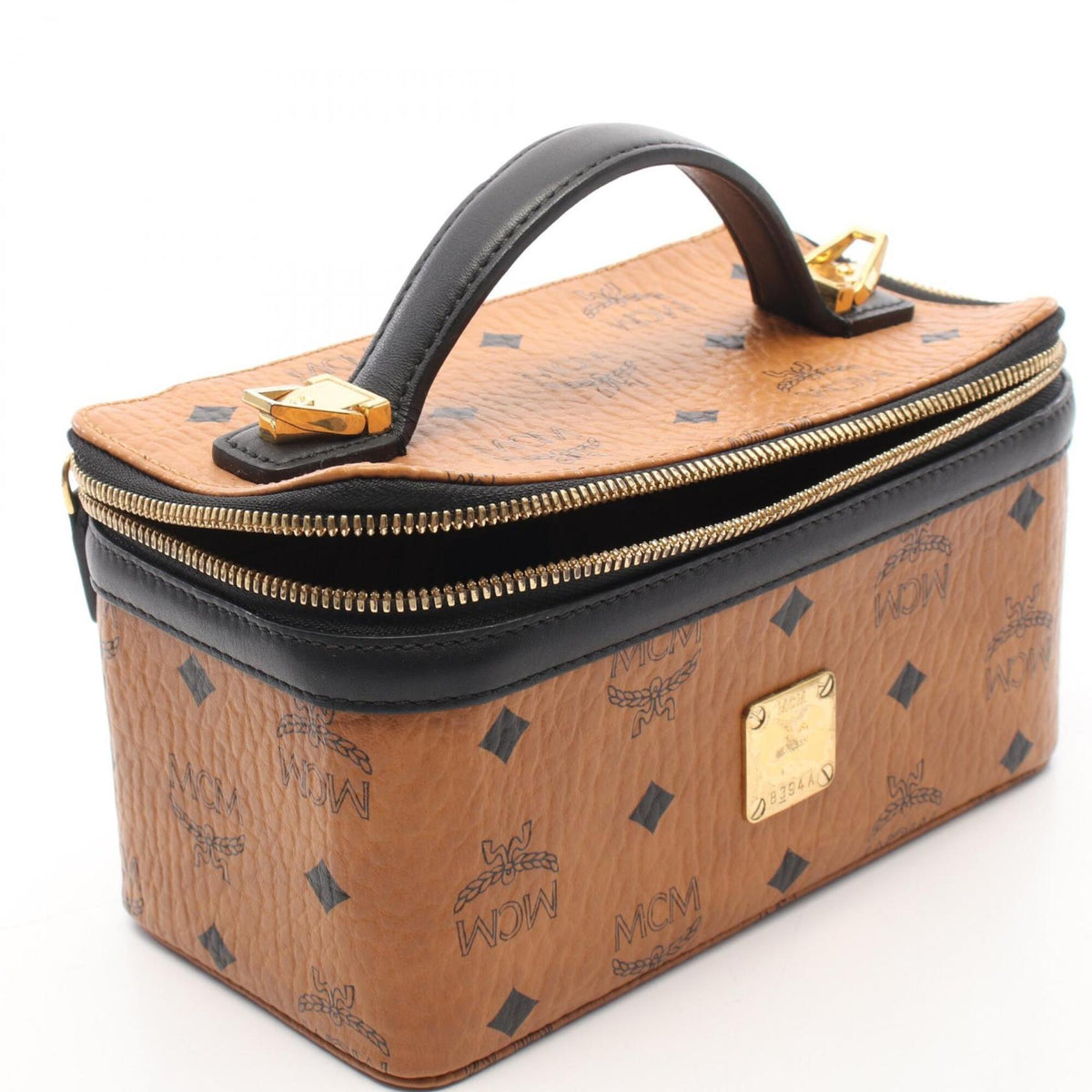 Mcm Black Brown Coated Canvas Leather Handbag (Pre-Owned)