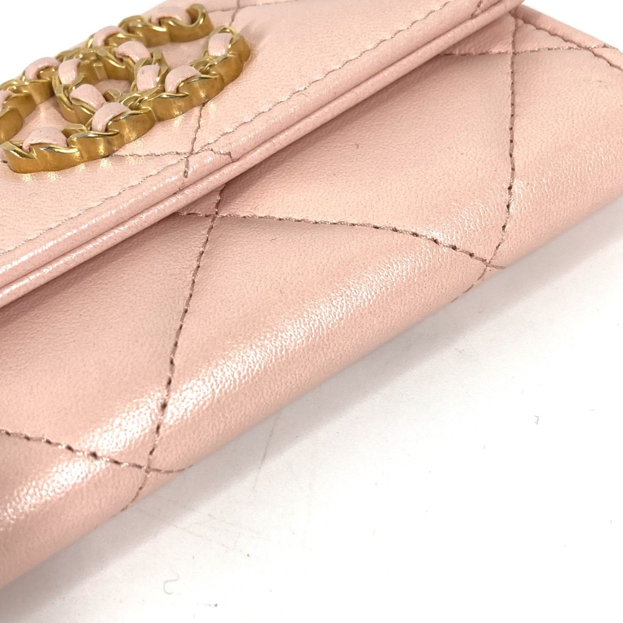 Chanel Pink Leather Coin Purse/Coin Case (Pre-Owned)