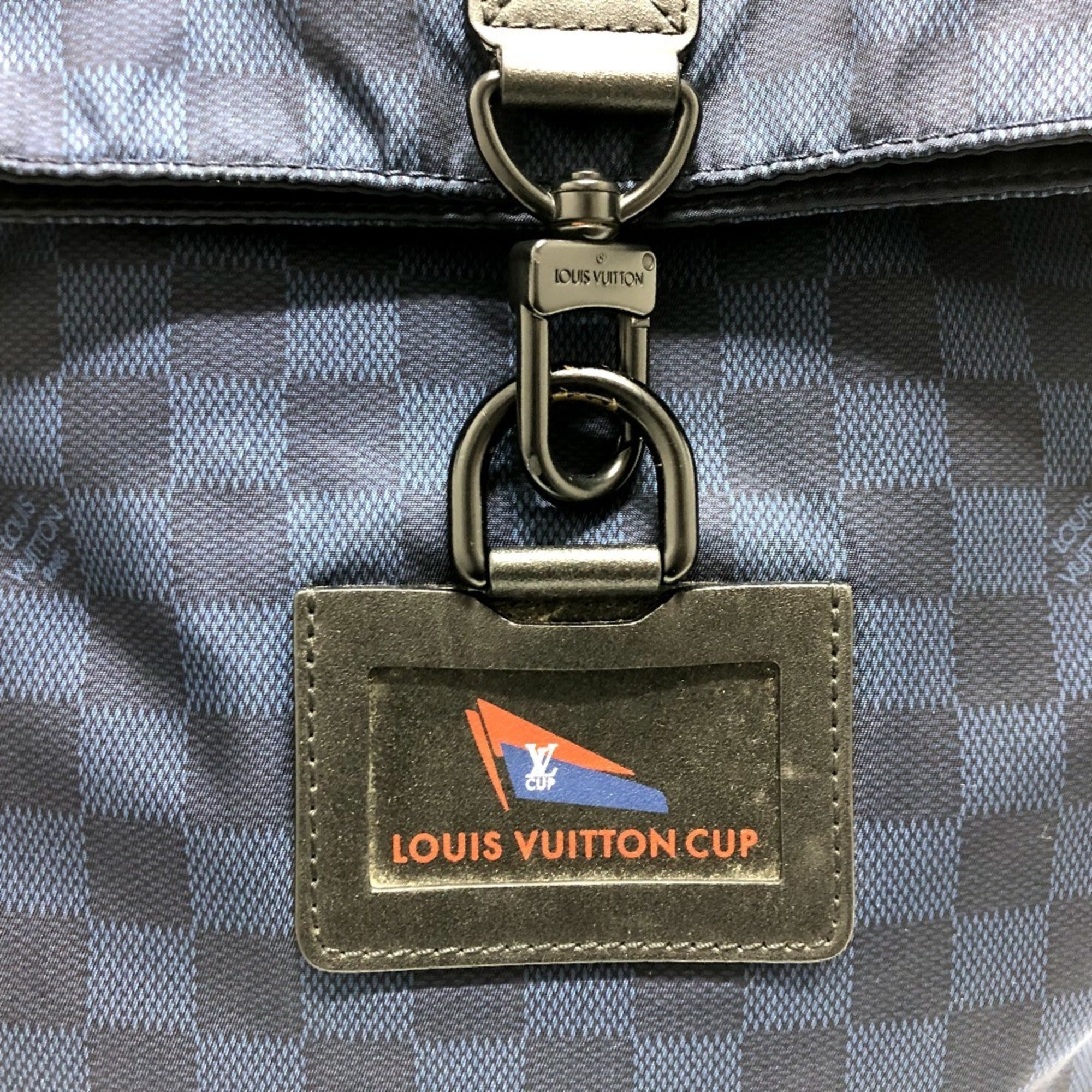 Louis Vuitton Damier Black Navy Nylon Shoulder Bag (Pre-Owned)