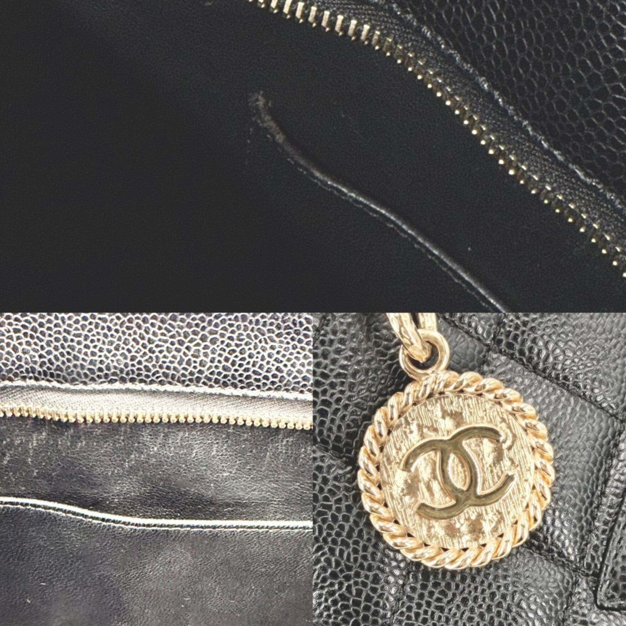 Chanel Matelasse Black Grained Calfskin Handbag Tote Bag (Pre-Owned)