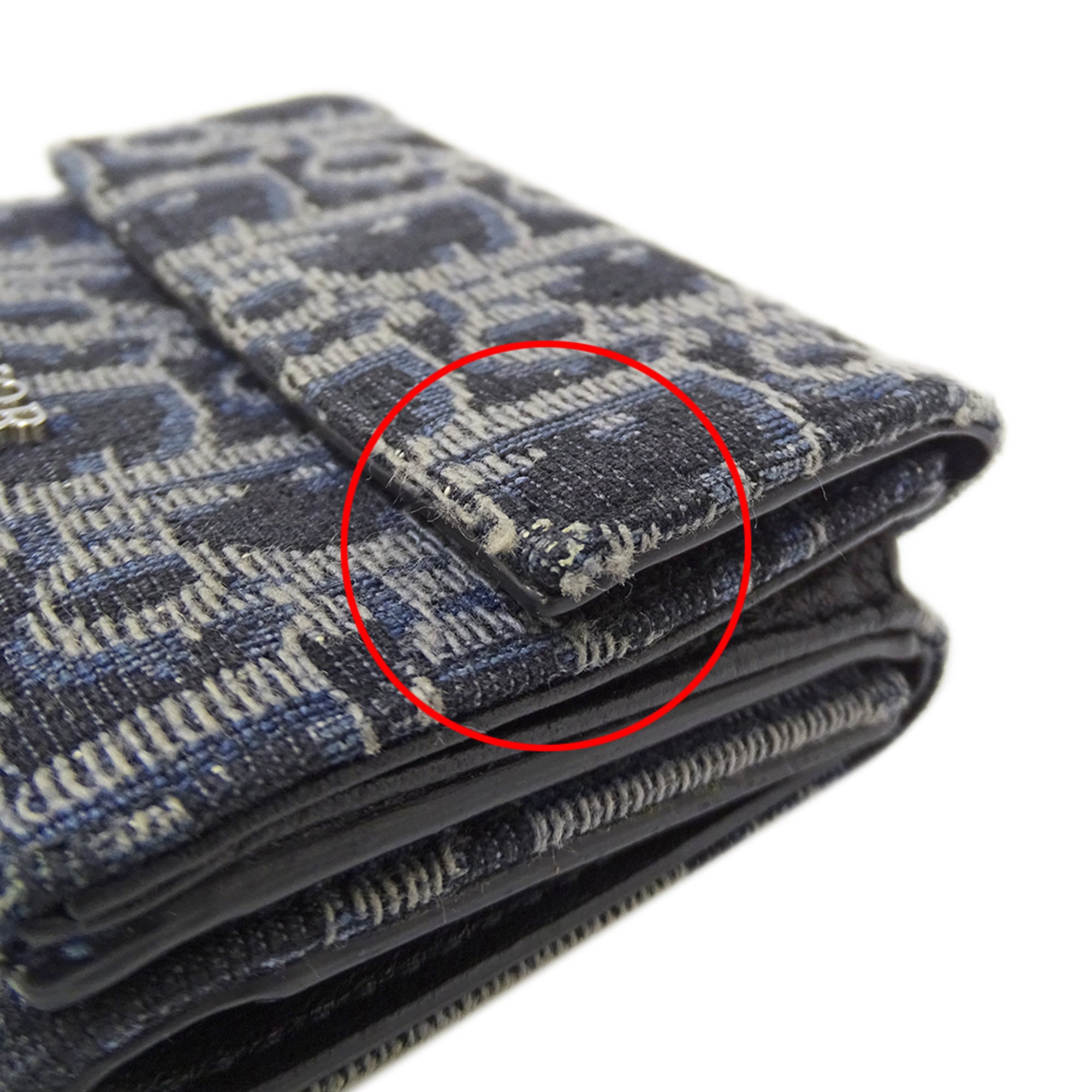 Christian Dior Navy Jacquard Wallet (Tri-Fold) (Pre-Owned)