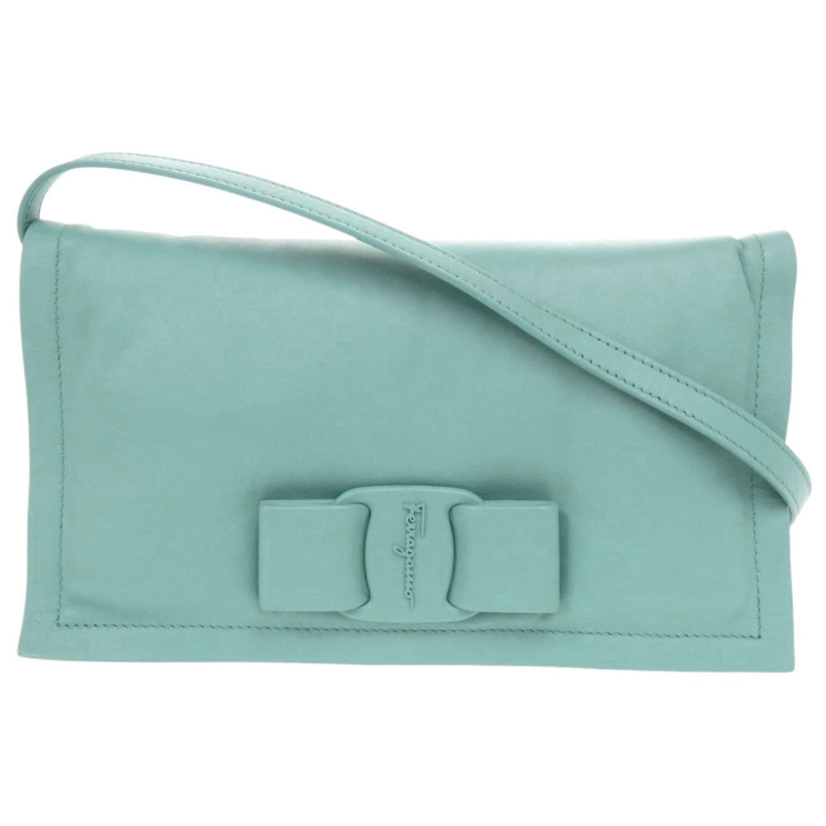 Salvatore Ferragamo Light Blue Leather Shoulder Bag (Pre-Owned)