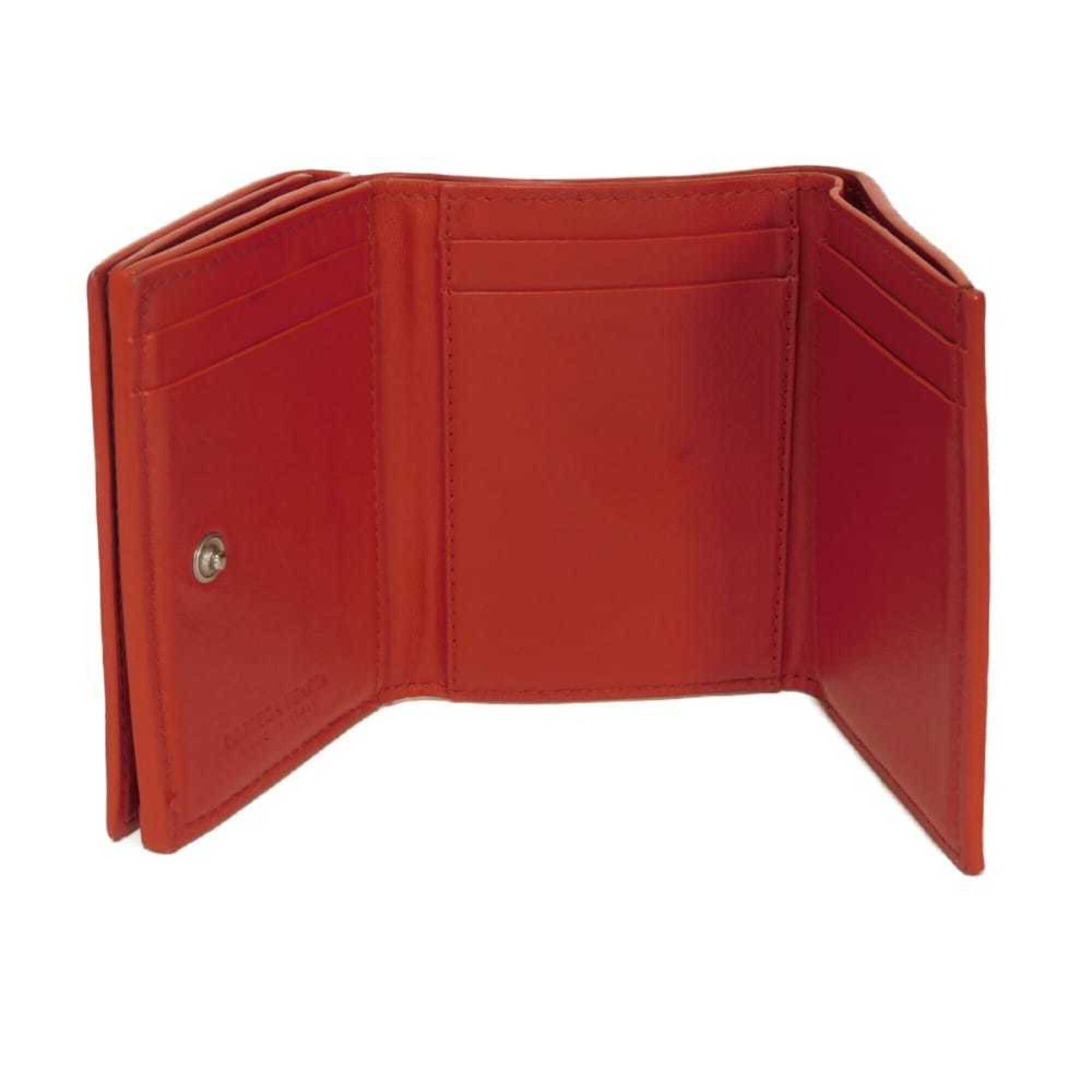 Bottega Veneta Red Color Leather Wallet (Tri-Fold) (Pre-Owned)