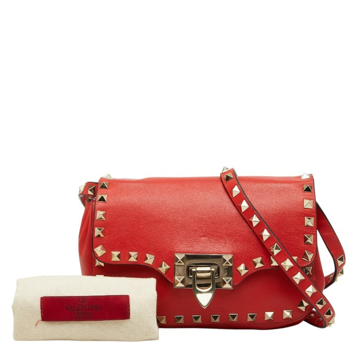 Valentino Red Color Leather Shoulder Bag (Pre-Owned)
