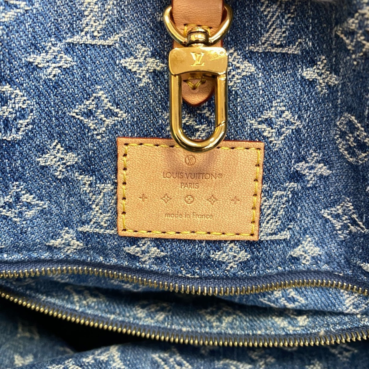 Louis Vuitton Blue Monogram Denim Leather Shoulder Bag Tote Bag (Pre-Owned)